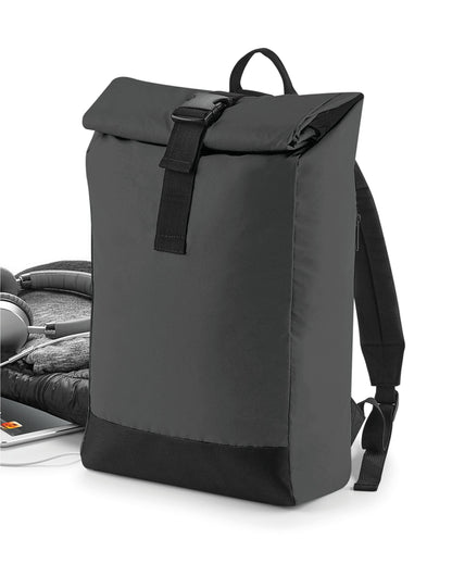 Reflective Roll-Top Backpack - Black/Reflective