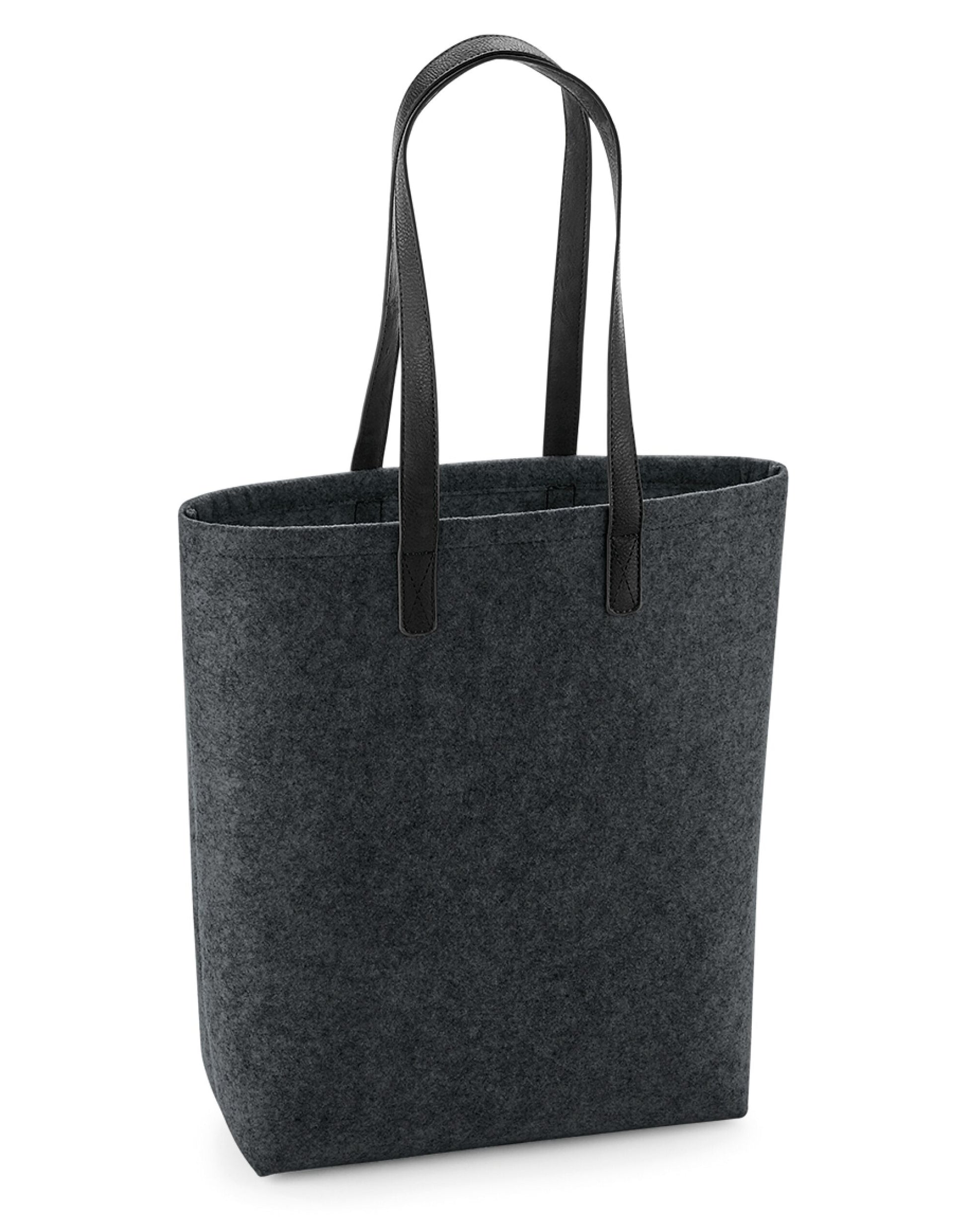 Premium Felt Tote - Charcoal Melange/ Black