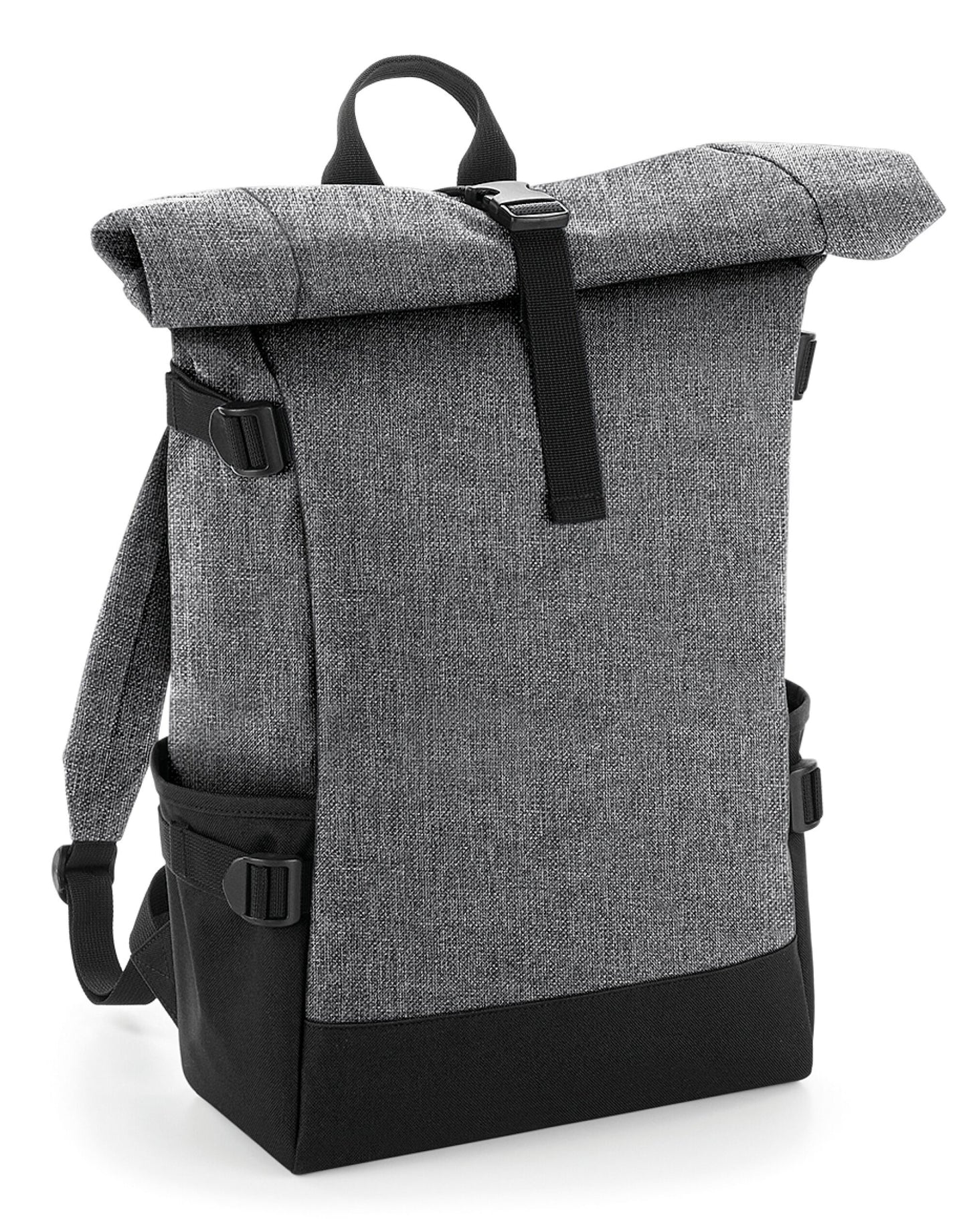 Block Roll-Top Backpack - Grey Marl/Black