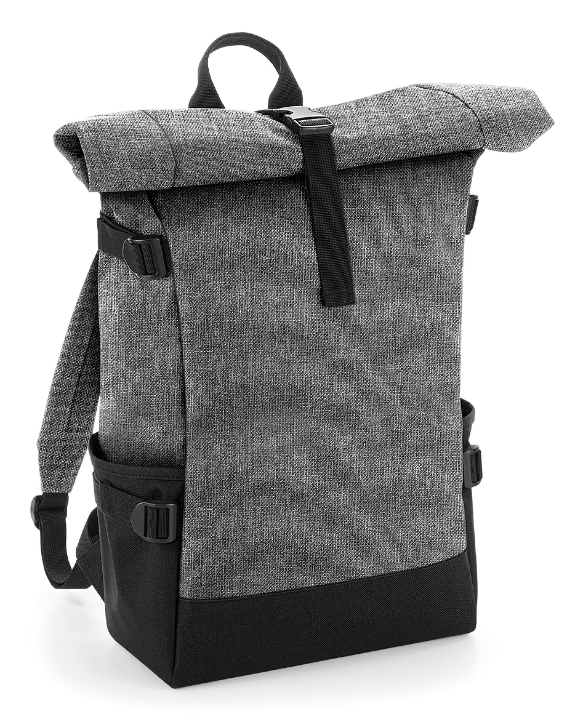 Block Roll-Top Backpack - Grey Marl/Black
