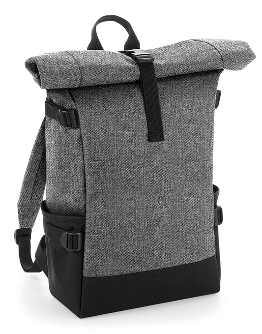 Block Roll-Top Backpack - Grey Marl/Black