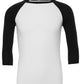 Canvas Unisex 3/4 Sleeve Baseball Tee - White/Black