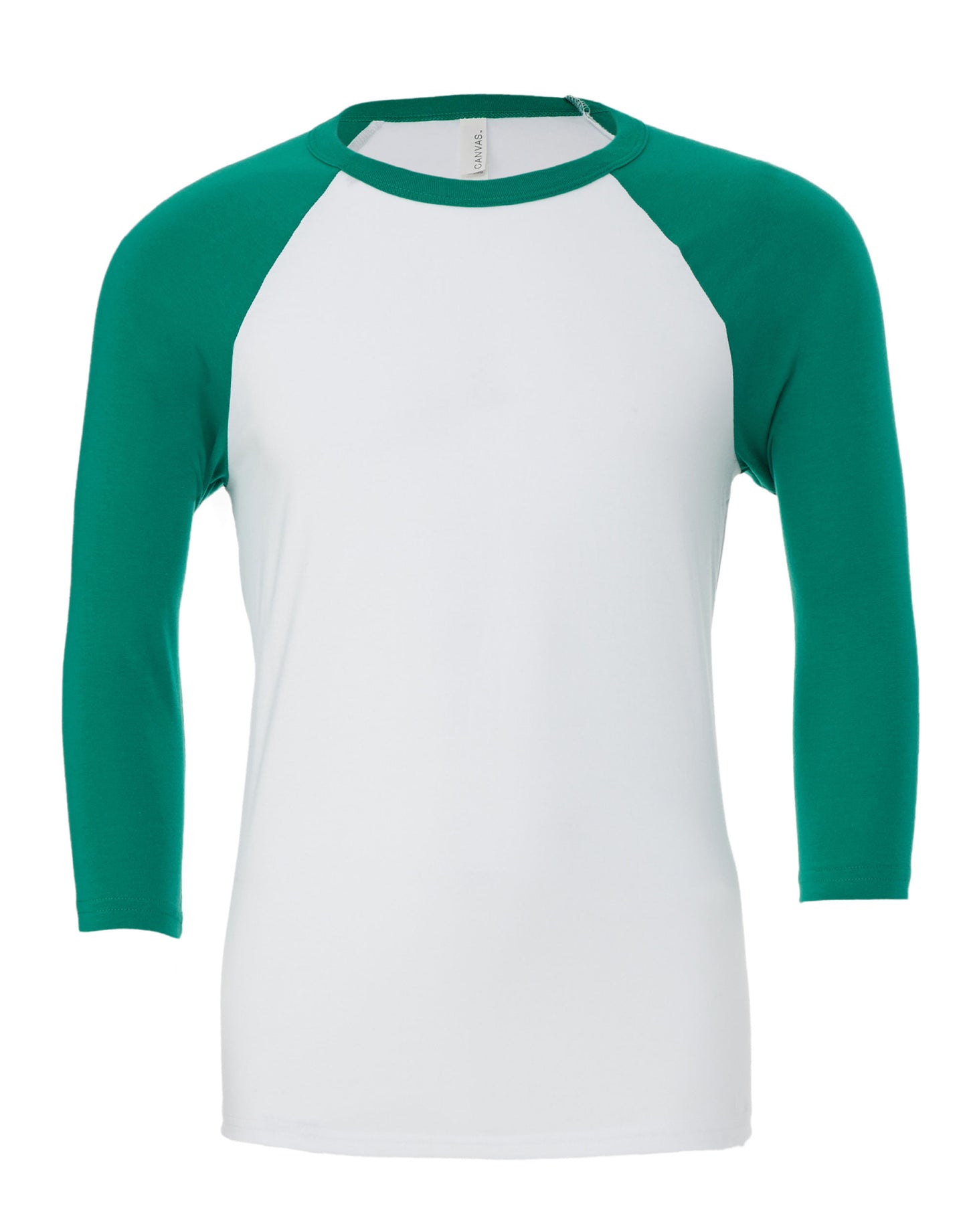 Canvas Unisex 3/4 Sleeve Baseball Tee - White/Kelly Green