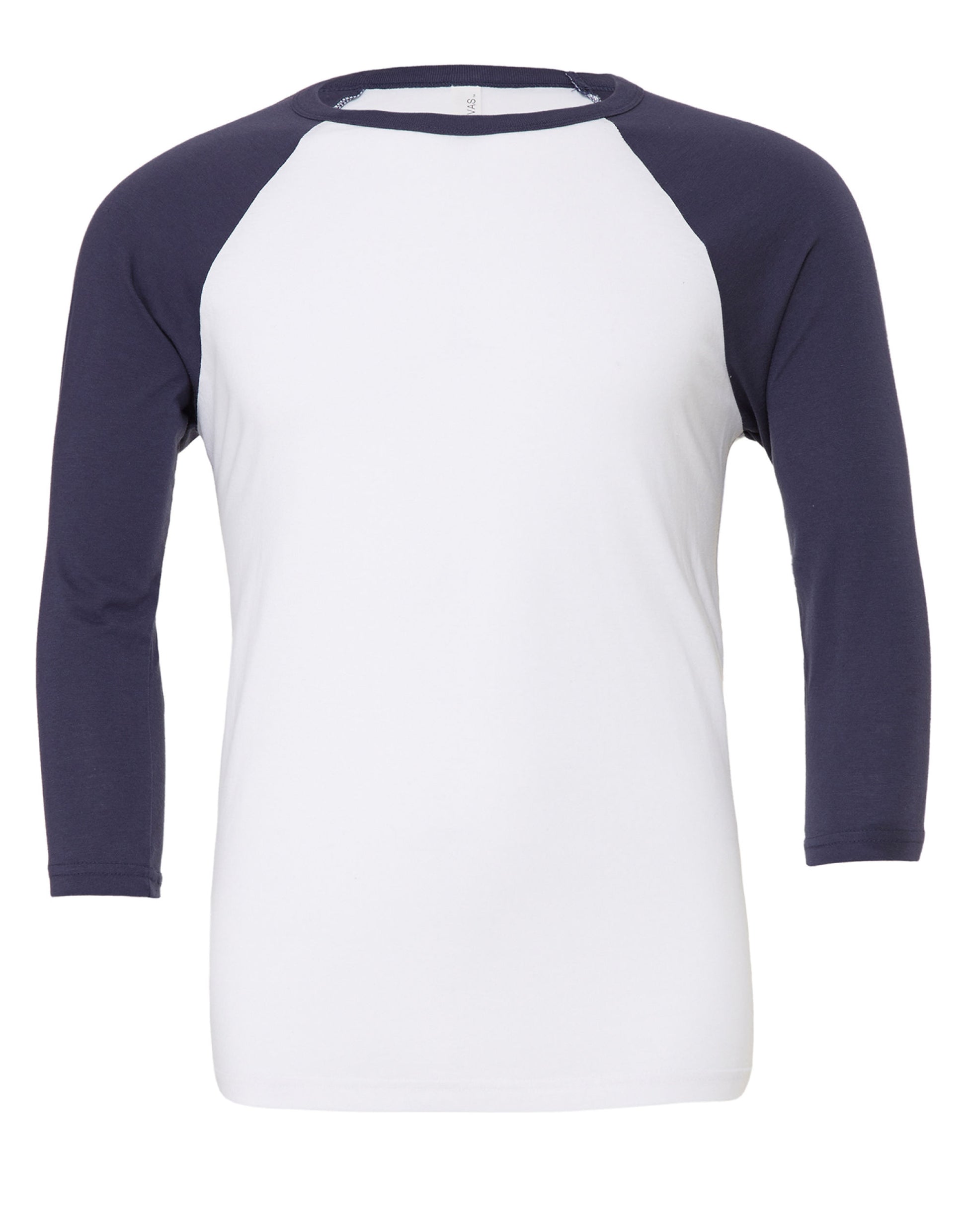 Canvas Unisex 3/4 Sleeve Baseball Tee - White/Navy