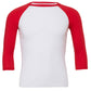 Canvas Unisex 3/4 Sleeve Baseball Tee - White/Red