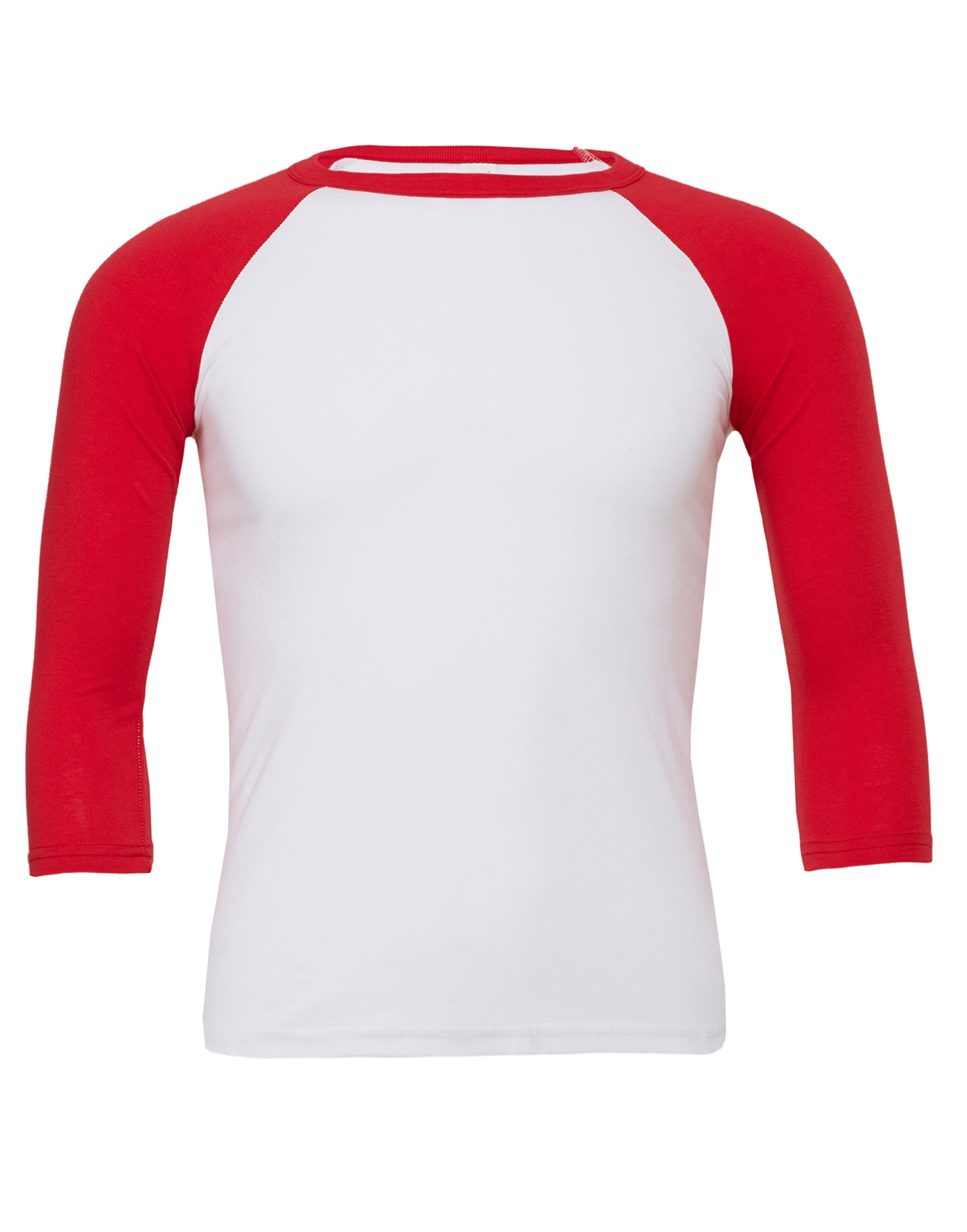 Canvas Unisex 3/4 Sleeve Baseball Tee - White/Red