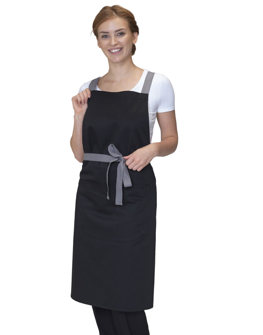Cross Back Bib Apron - Black