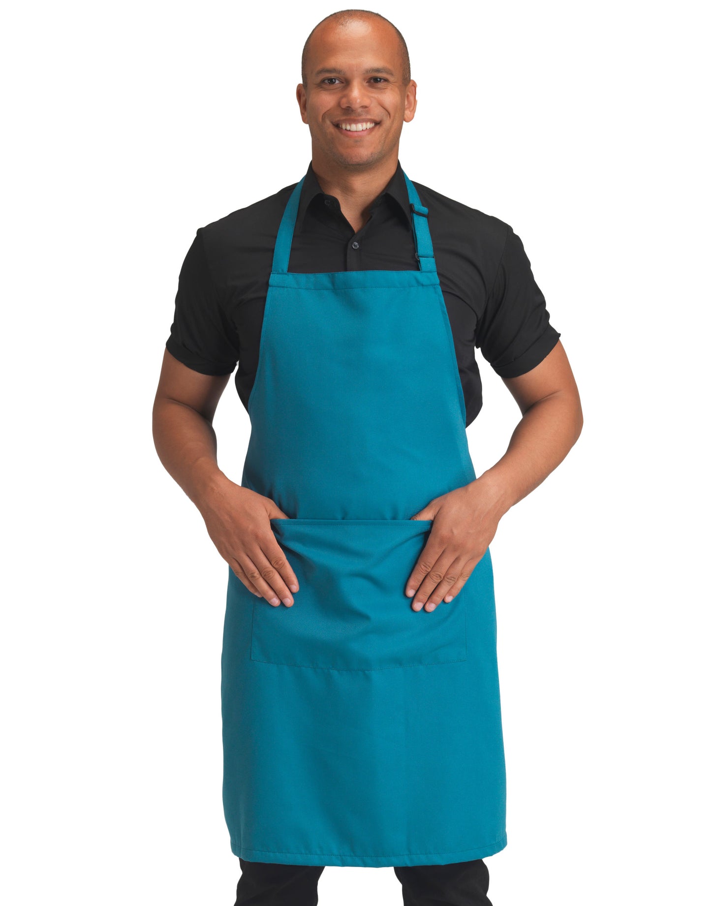 Recycled Bib Apron With Pocket - Mid Blue