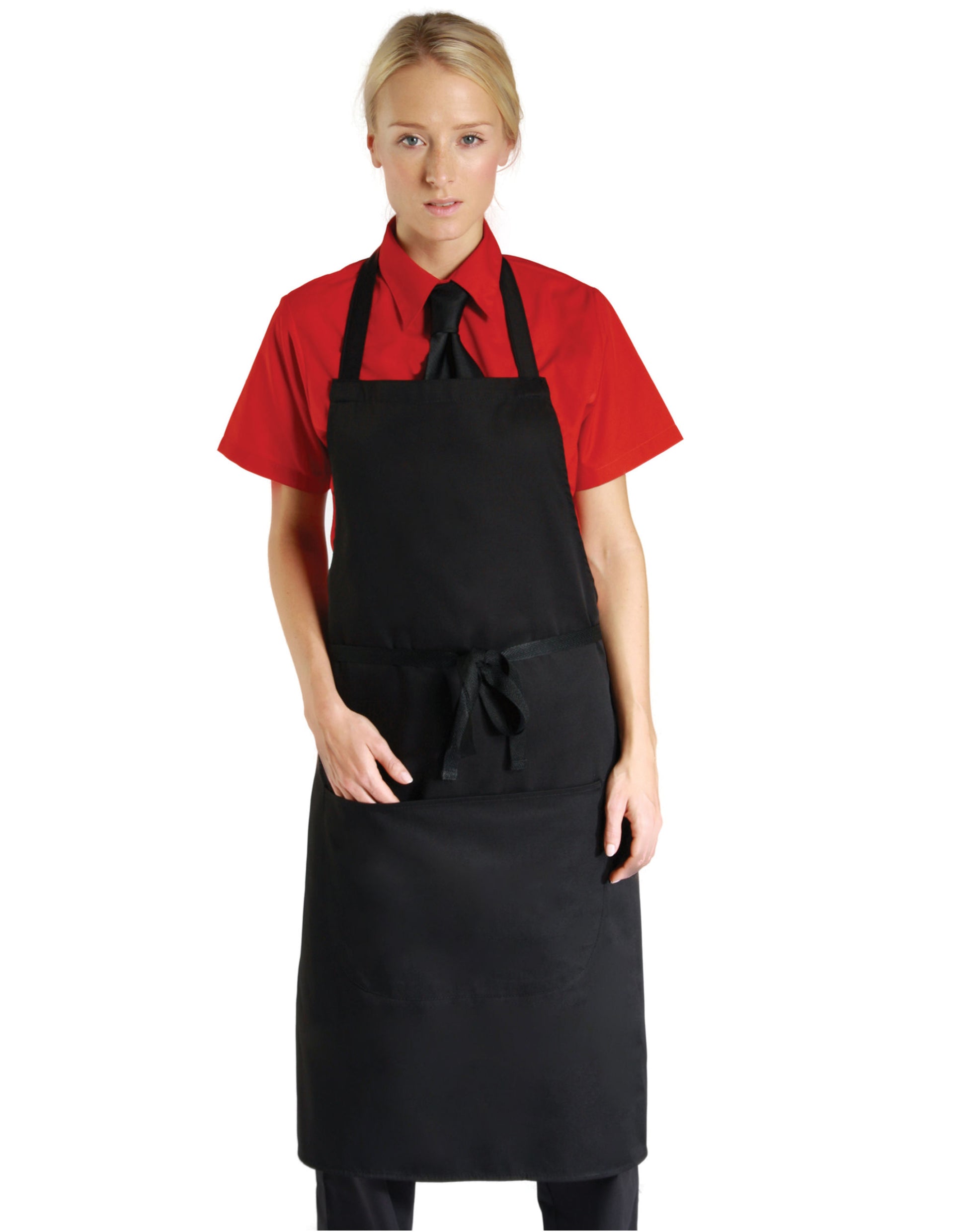 Low Cost Bib Apron With Pocket - Black