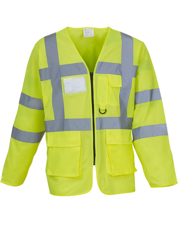 Hi-Vis Executive Long Sleeve Waistcoat - Hi-Vis Yellow