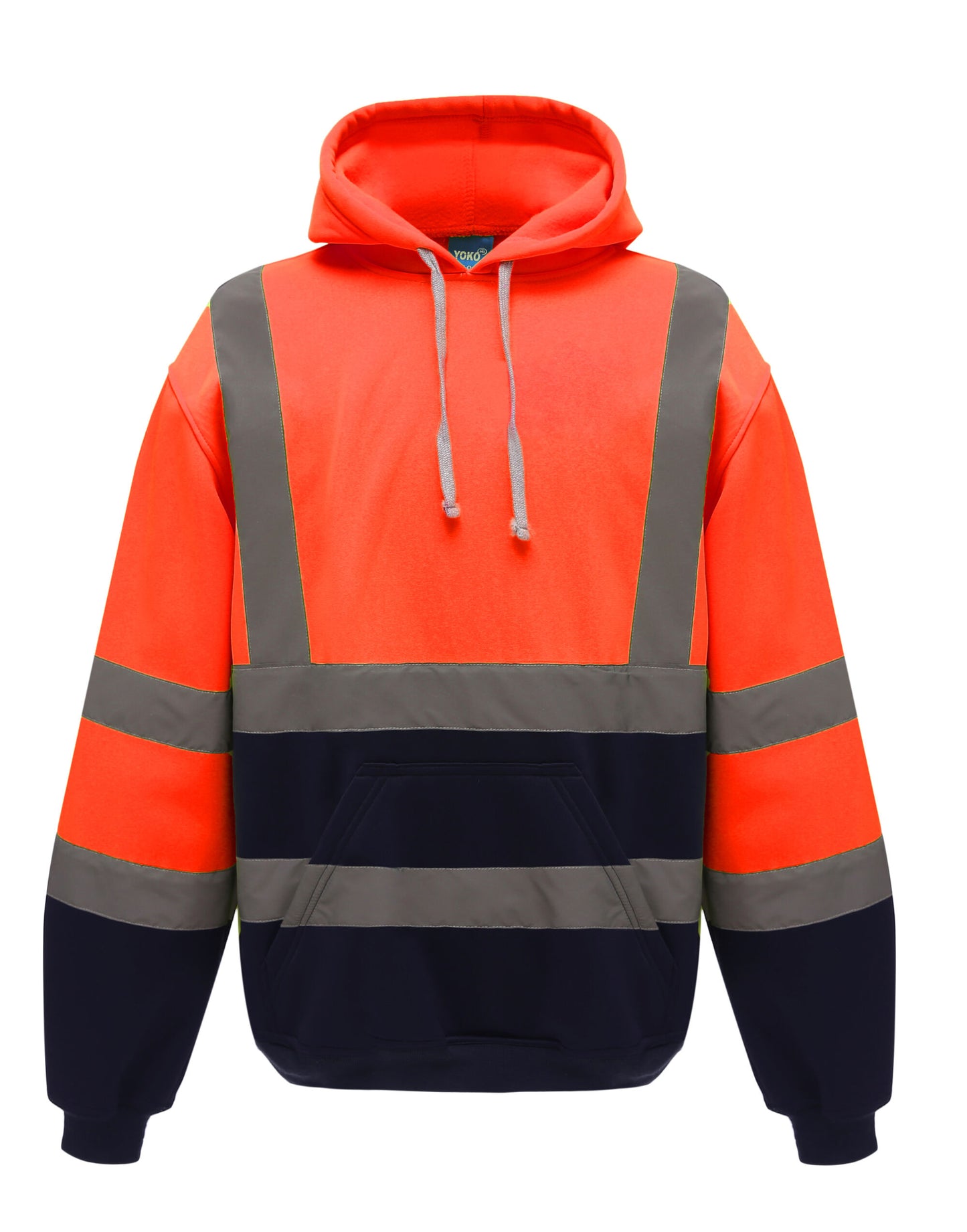 Hi-Vis Pull-Over Hoodie - Hi Vis Orange/Navy