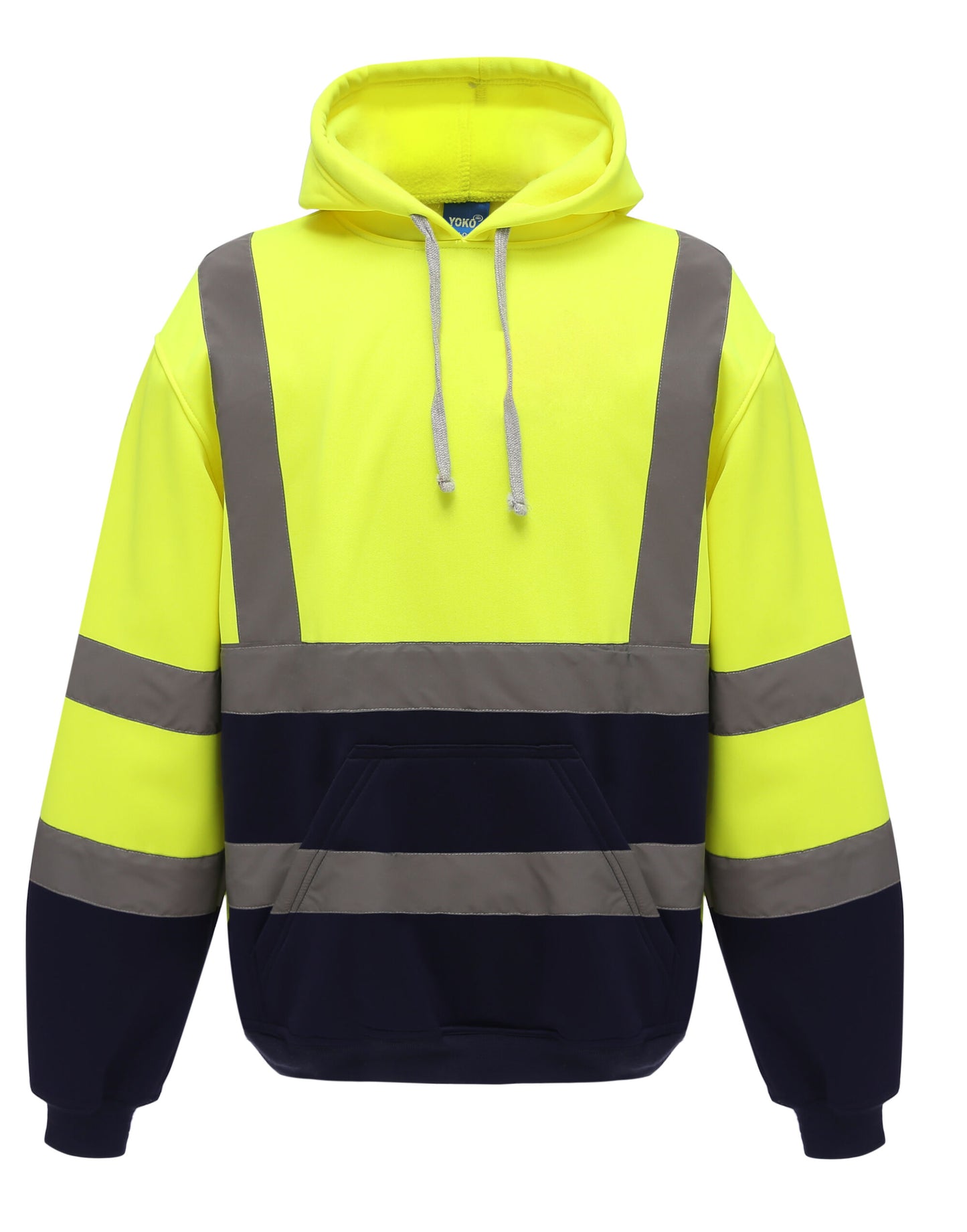 Hi-Vis Pull-Over Hoodie - Hi-Vis Yellow/Navy