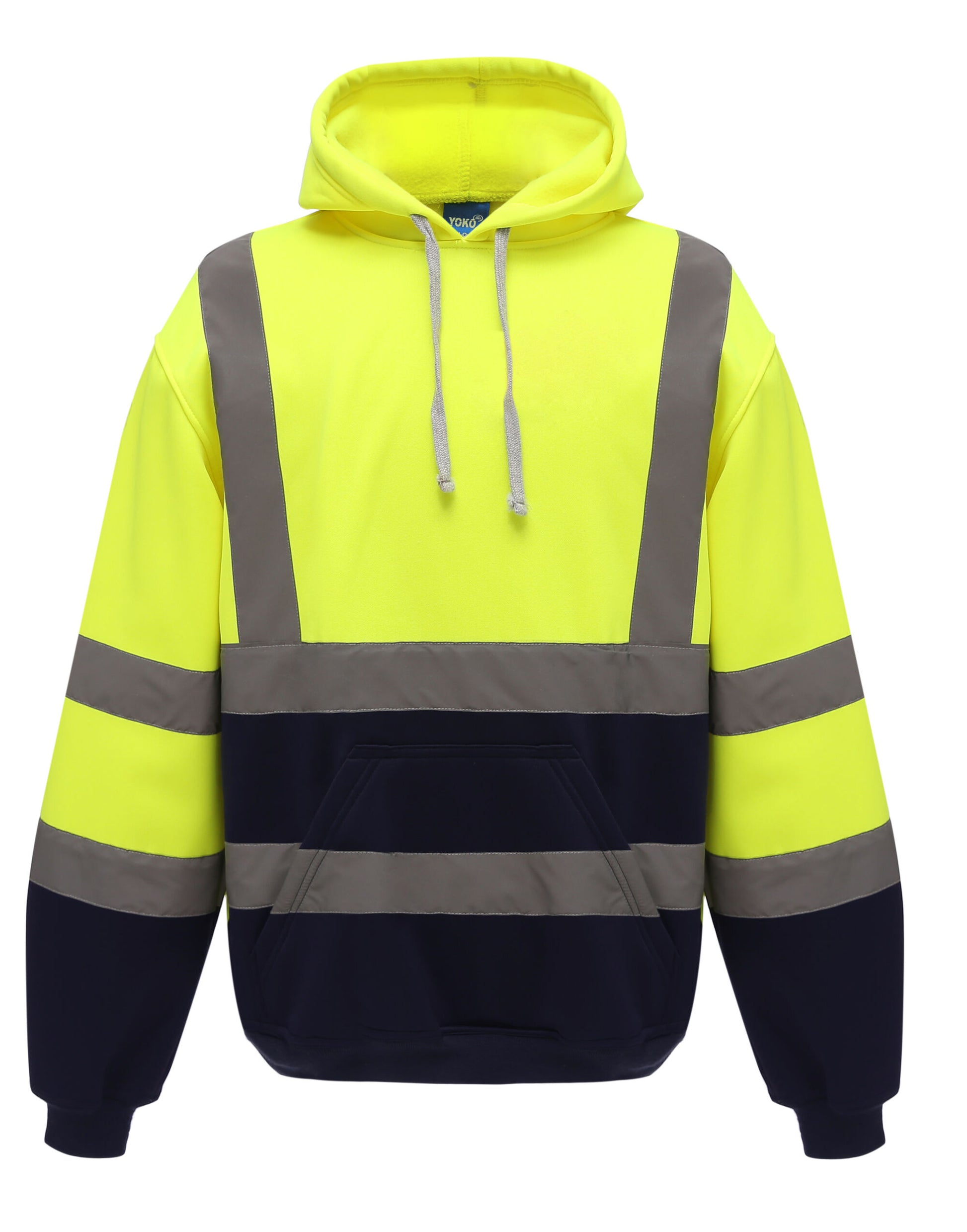 Hi-Vis Pull-Over Hoodie - Hi-Vis Yellow/Navy