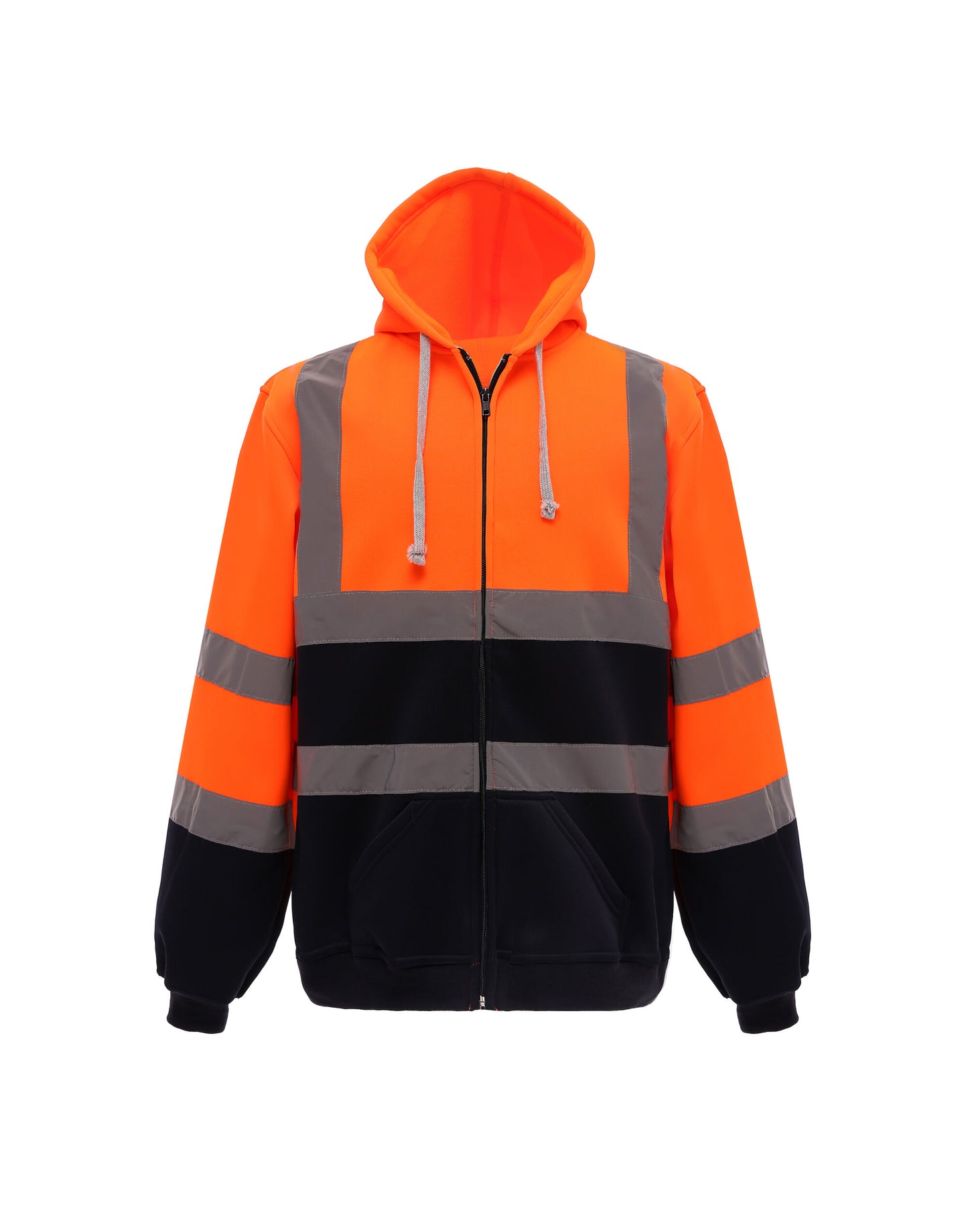 Hi-Vis Zipped Hoodie - Hi Vis Orange/Navy