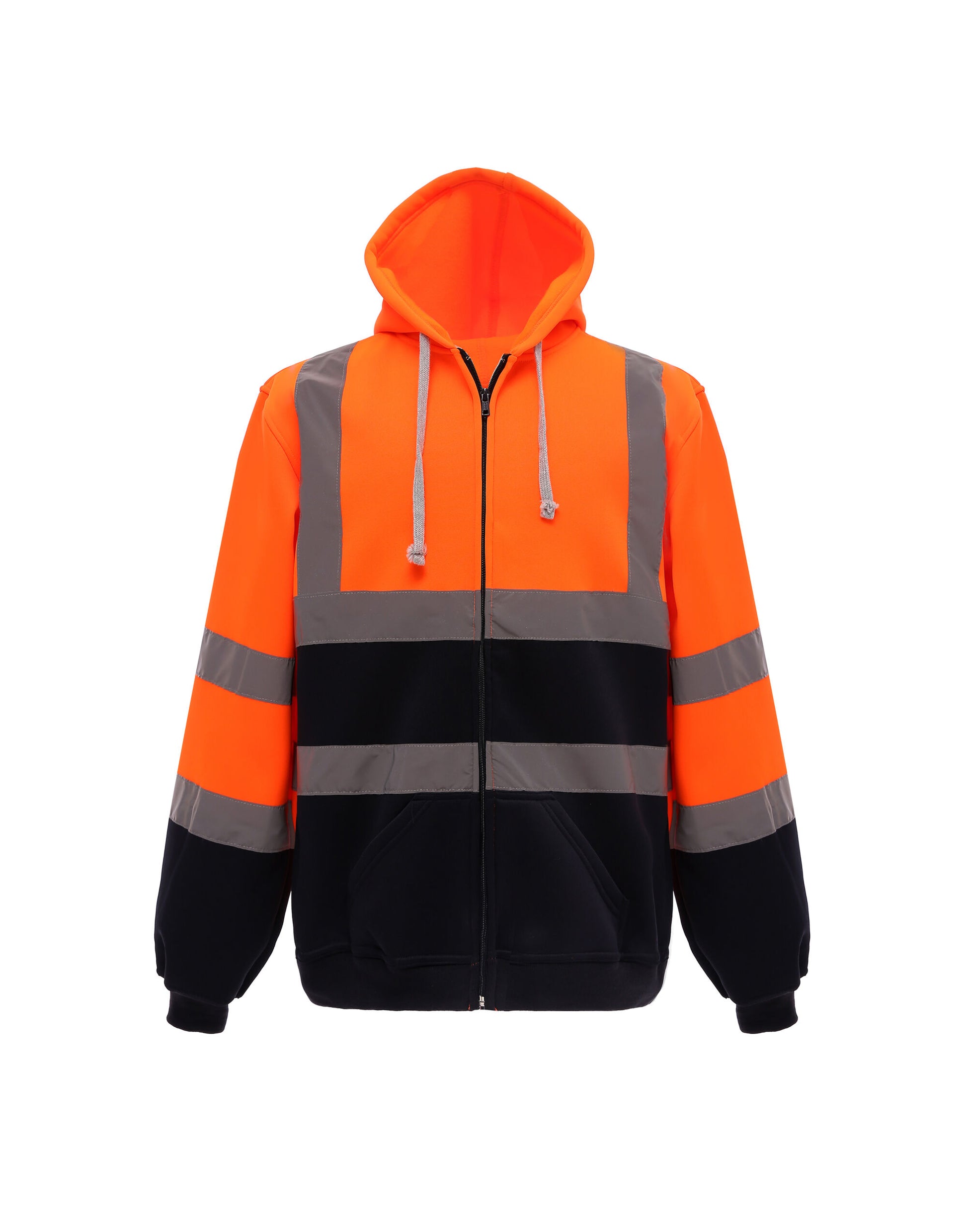 Hi-Vis Zipped Hoodie - Hi Vis Orange/Navy