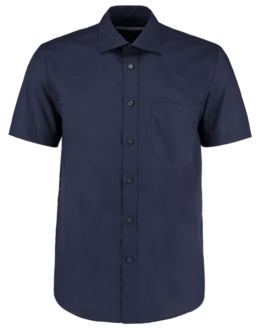 Classic Fit Short Sleeve Business Shirt - Dark Navy