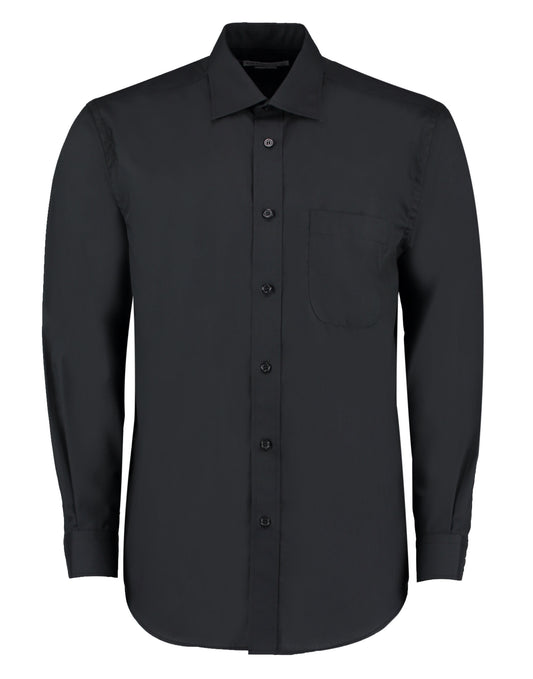 Classic Fit Long Sleeve Business Shirt - Black
