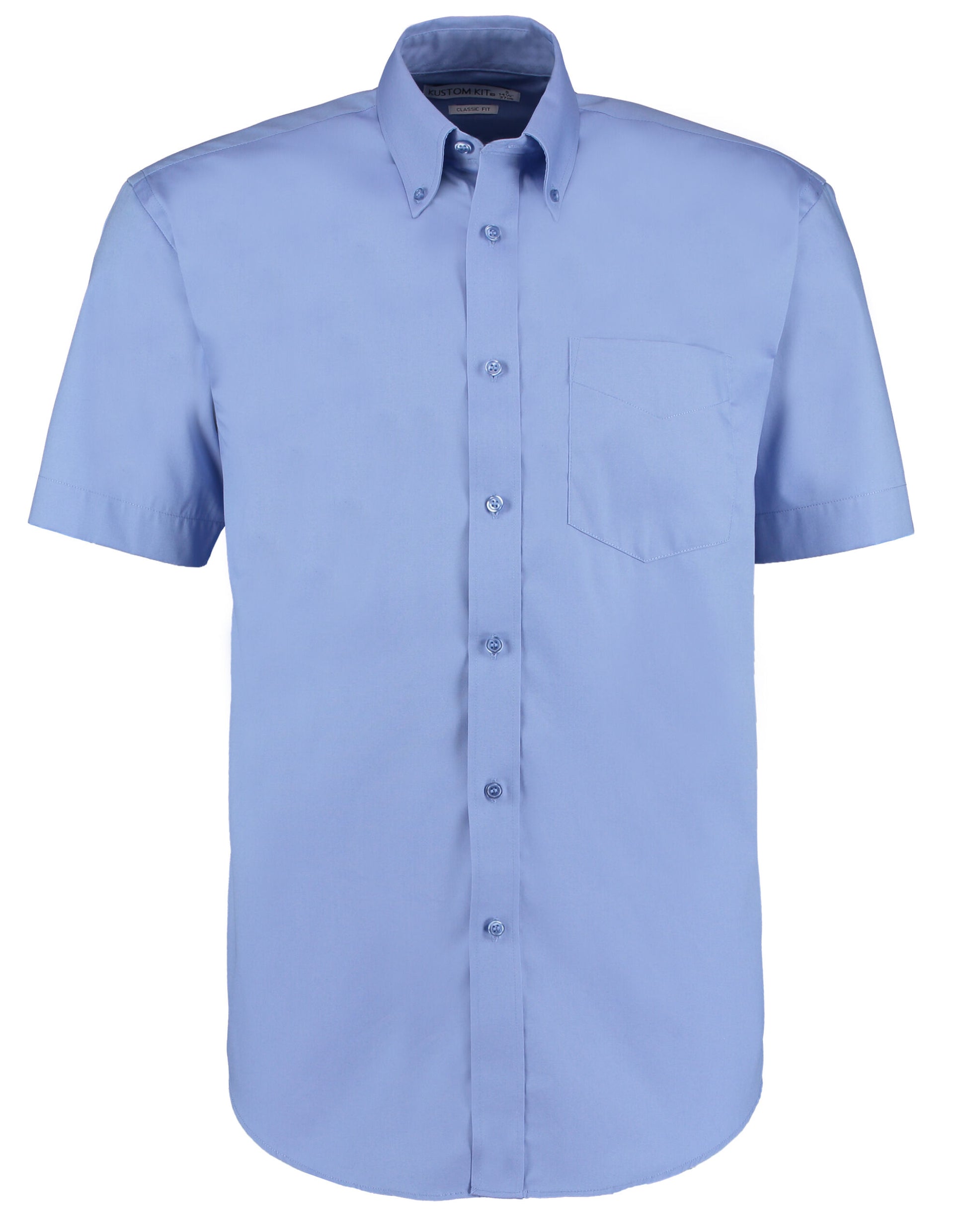 Classic Fit Short Sleeve Premium Oxford Shirt - Mid Blue