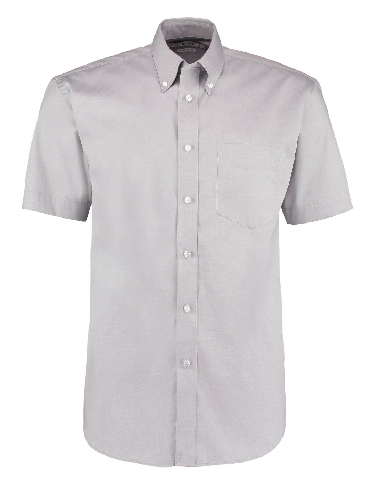 Classic Fit Short Sleeve Premium Oxford Shirt - Silver Grey