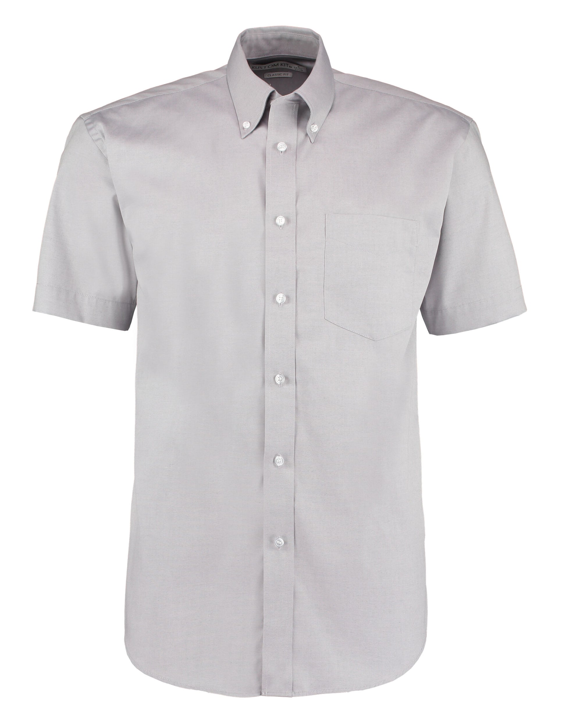 Classic Fit Short Sleeve Premium Oxford Shirt - Silver Grey