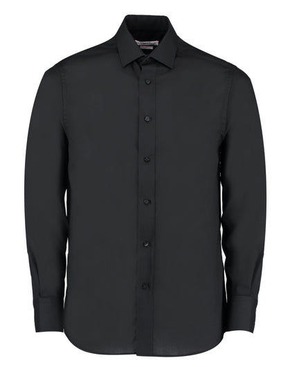 Tailored Fit Long Sleeve Business Shirt - Black