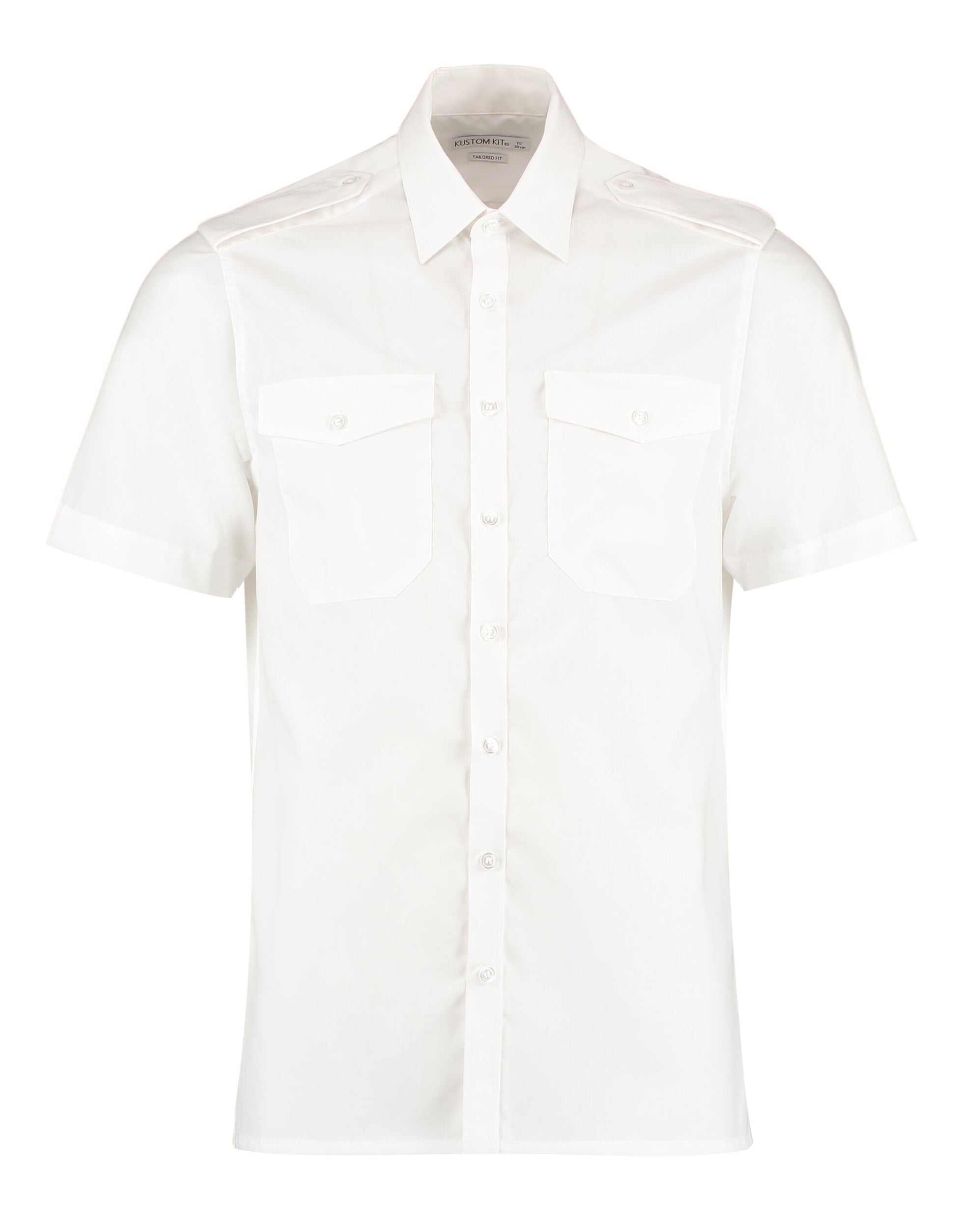 Tailored Fit Short Sleeved Pilot Shirt - White