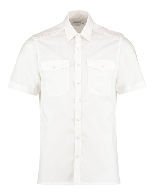 Tailored Fit Short Sleeved Pilot Shirt - White