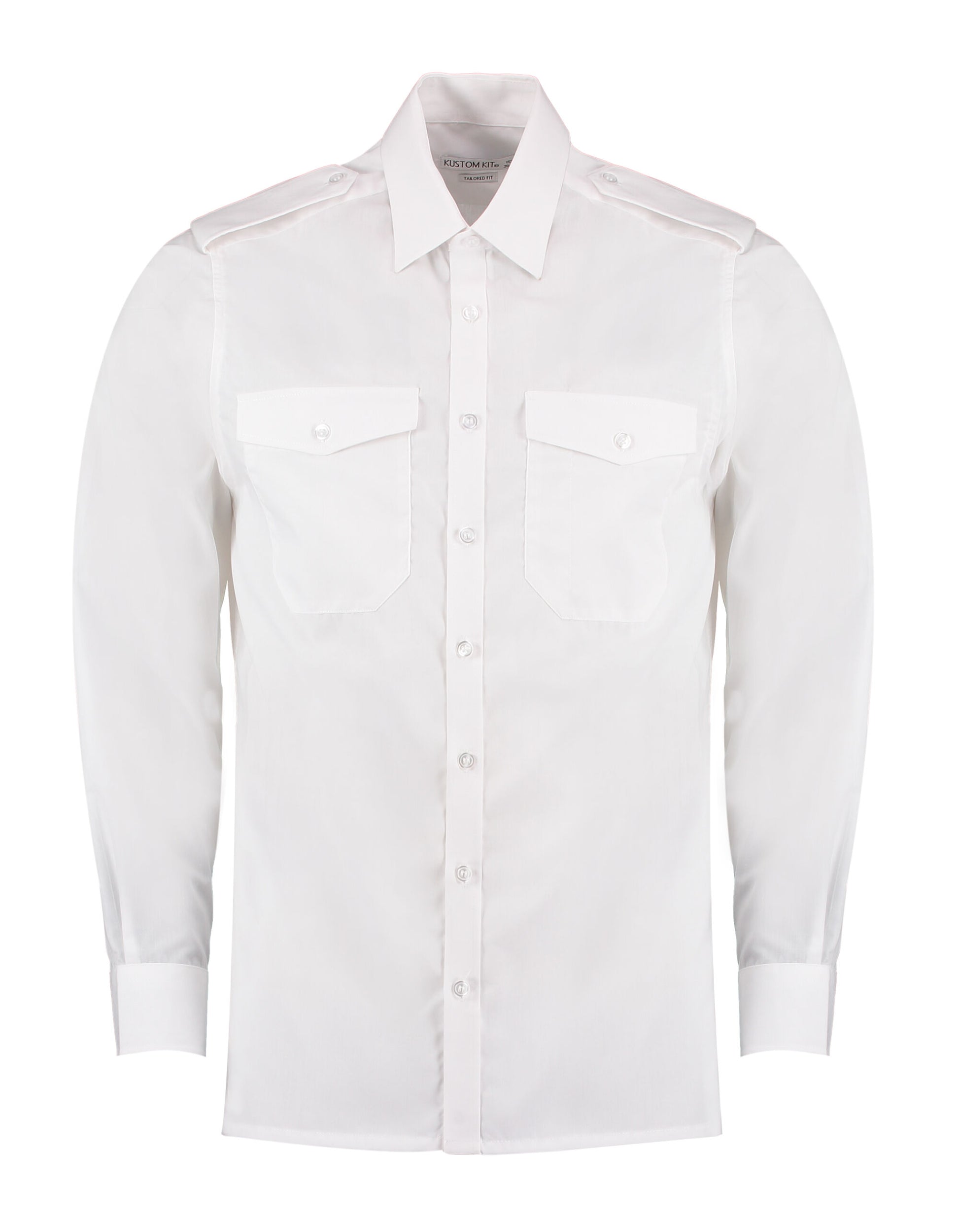 Tailored Fit Long Sleeved Pilot Shirt - White