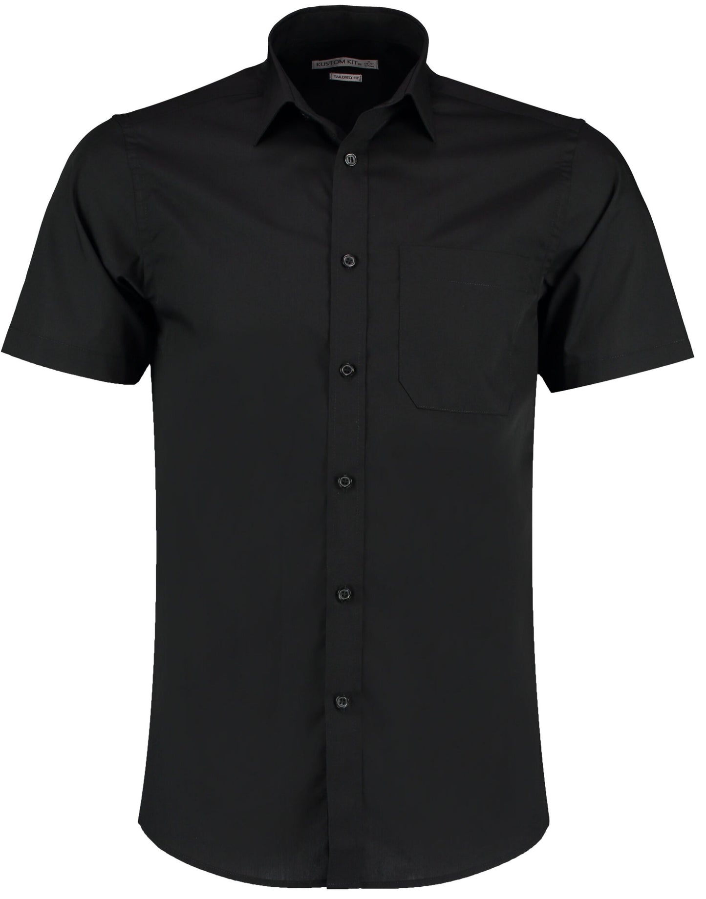 Tailored Fit Short Sleeve Poplin Shirt - Black