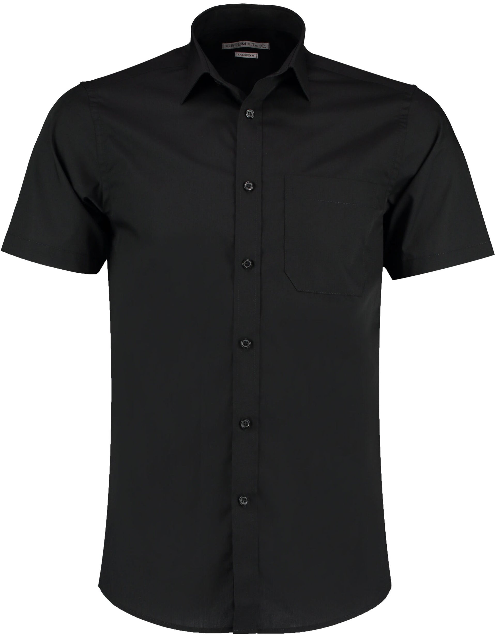 Tailored Fit Short Sleeve Poplin Shirt - Black