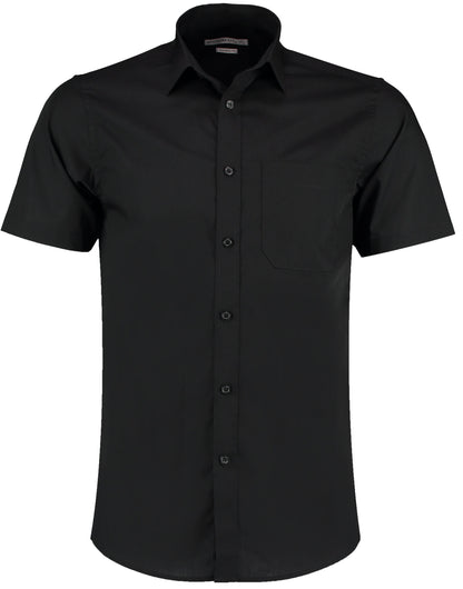 Tailored Fit Short Sleeve Poplin Shirt - Black