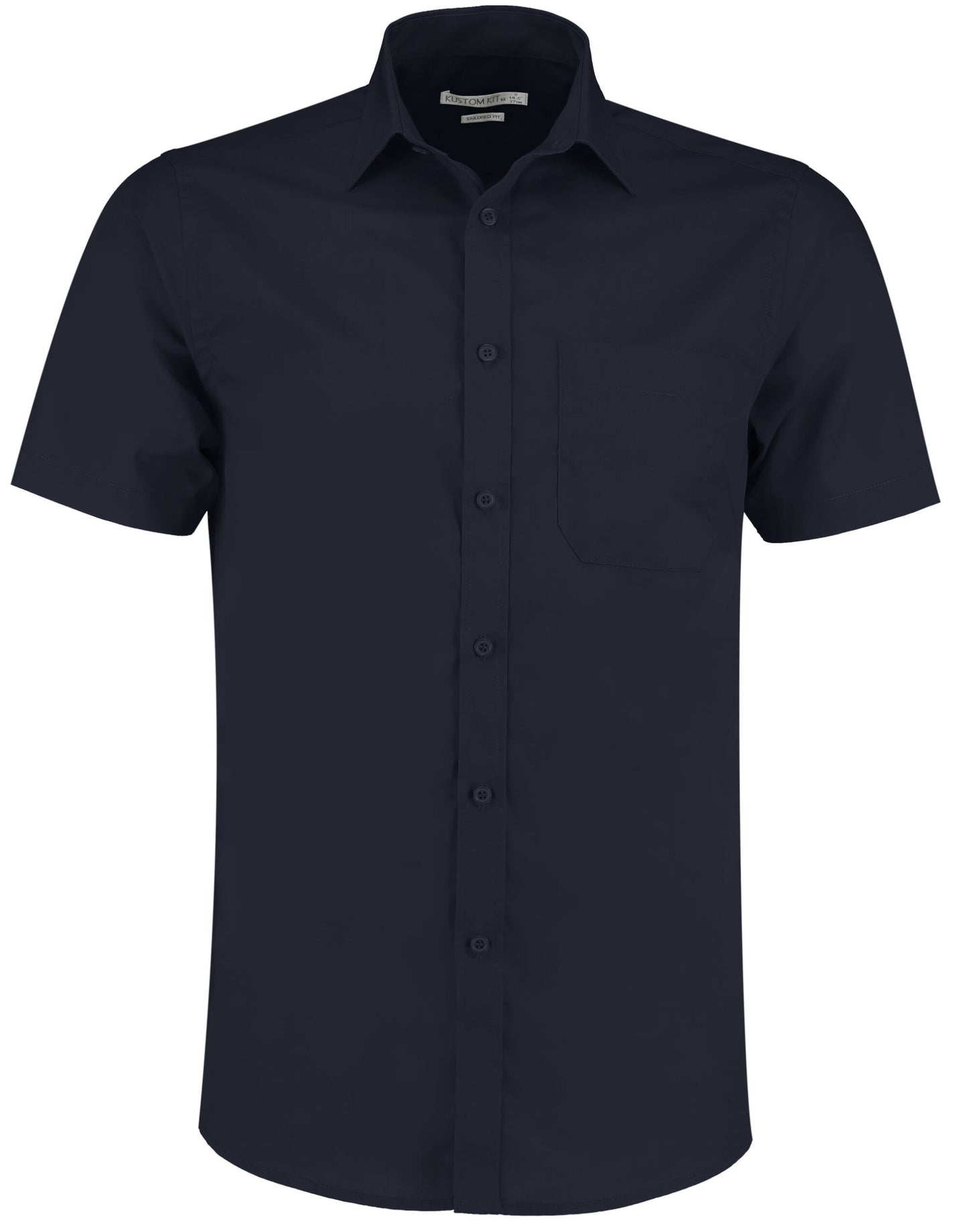 Tailored Fit Short Sleeve Poplin Shirt - Dark Navy