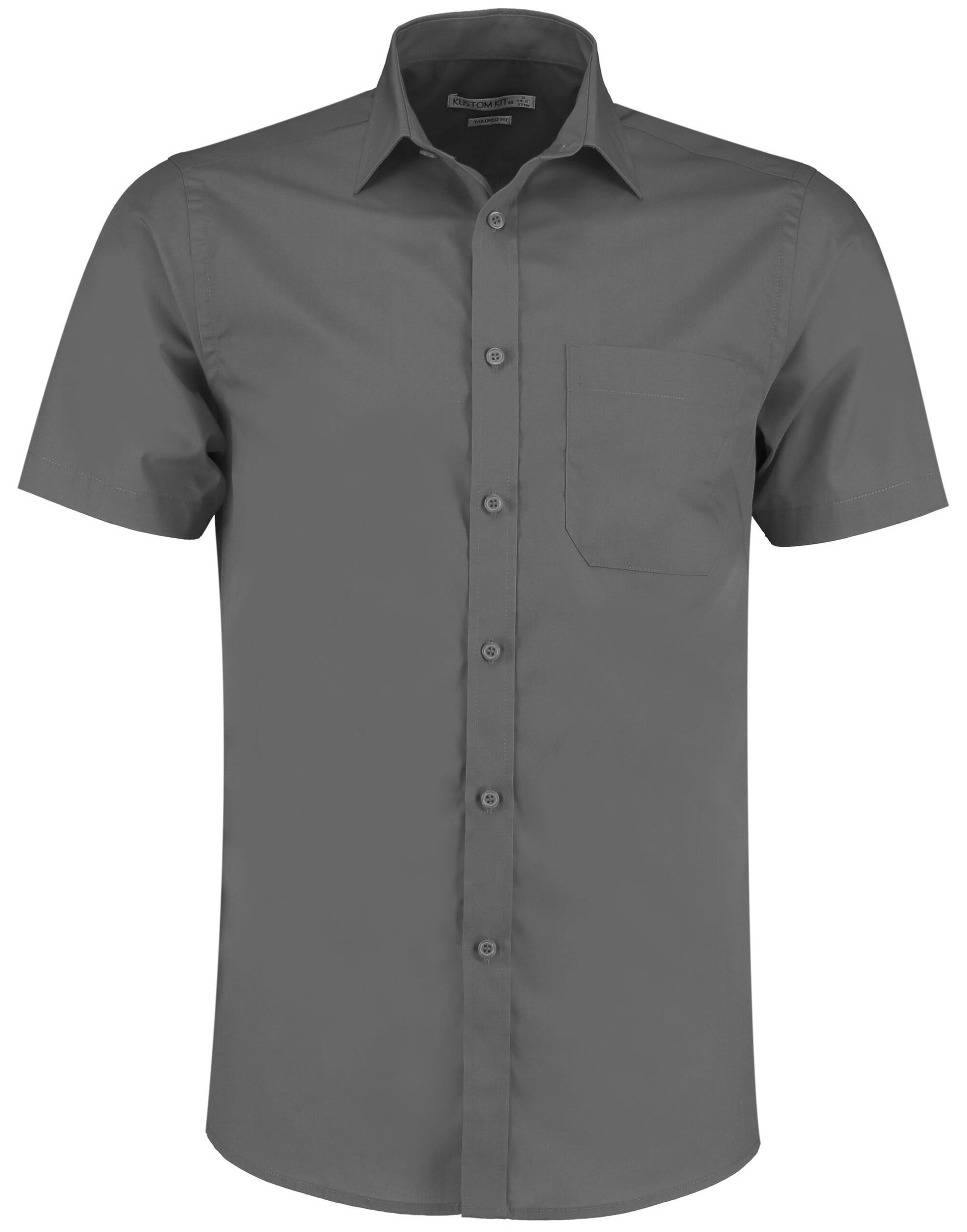 Tailored Fit Short Sleeve Poplin Shirt - Graphite