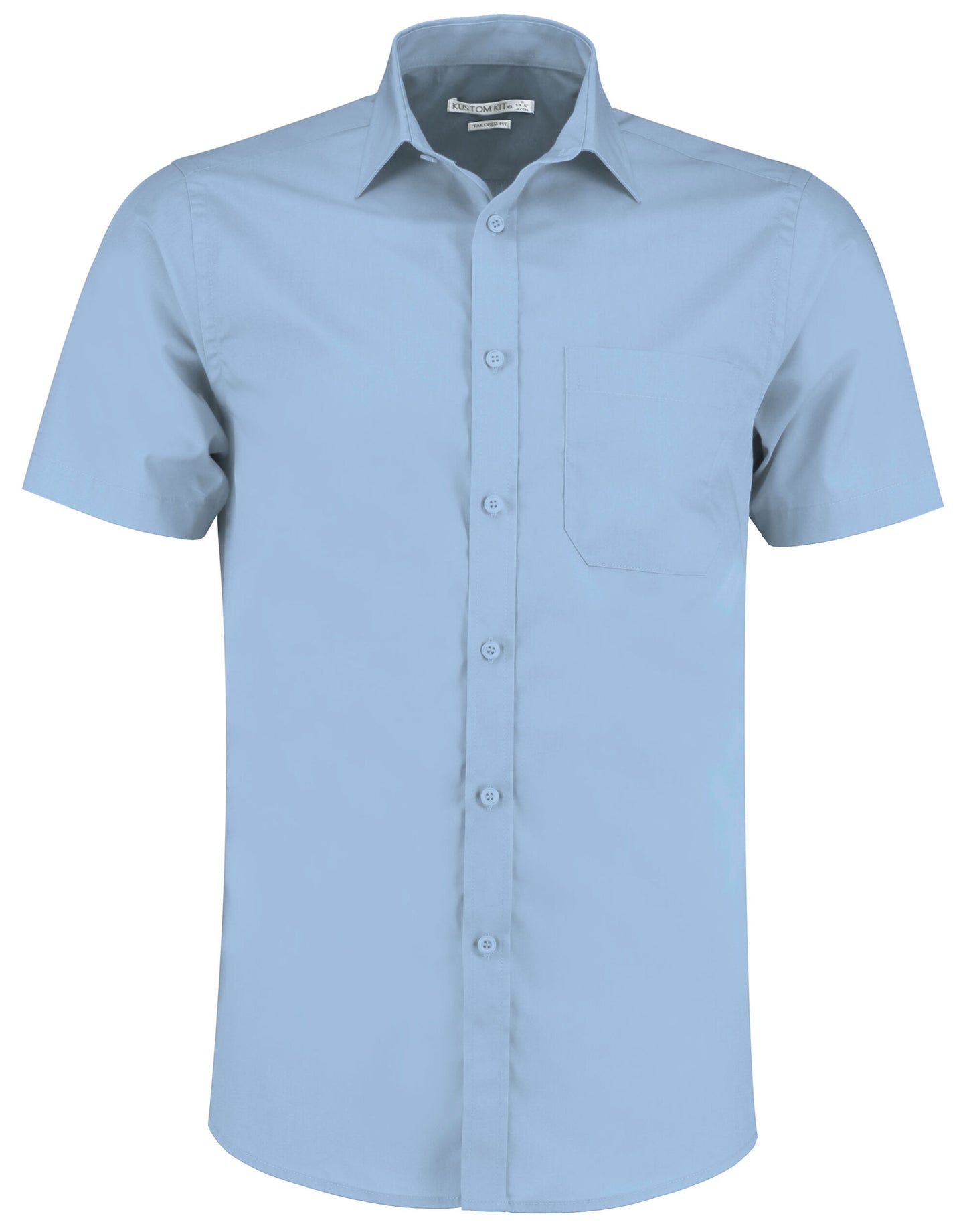 Tailored Fit Short Sleeve Poplin Shirt - Light Blue