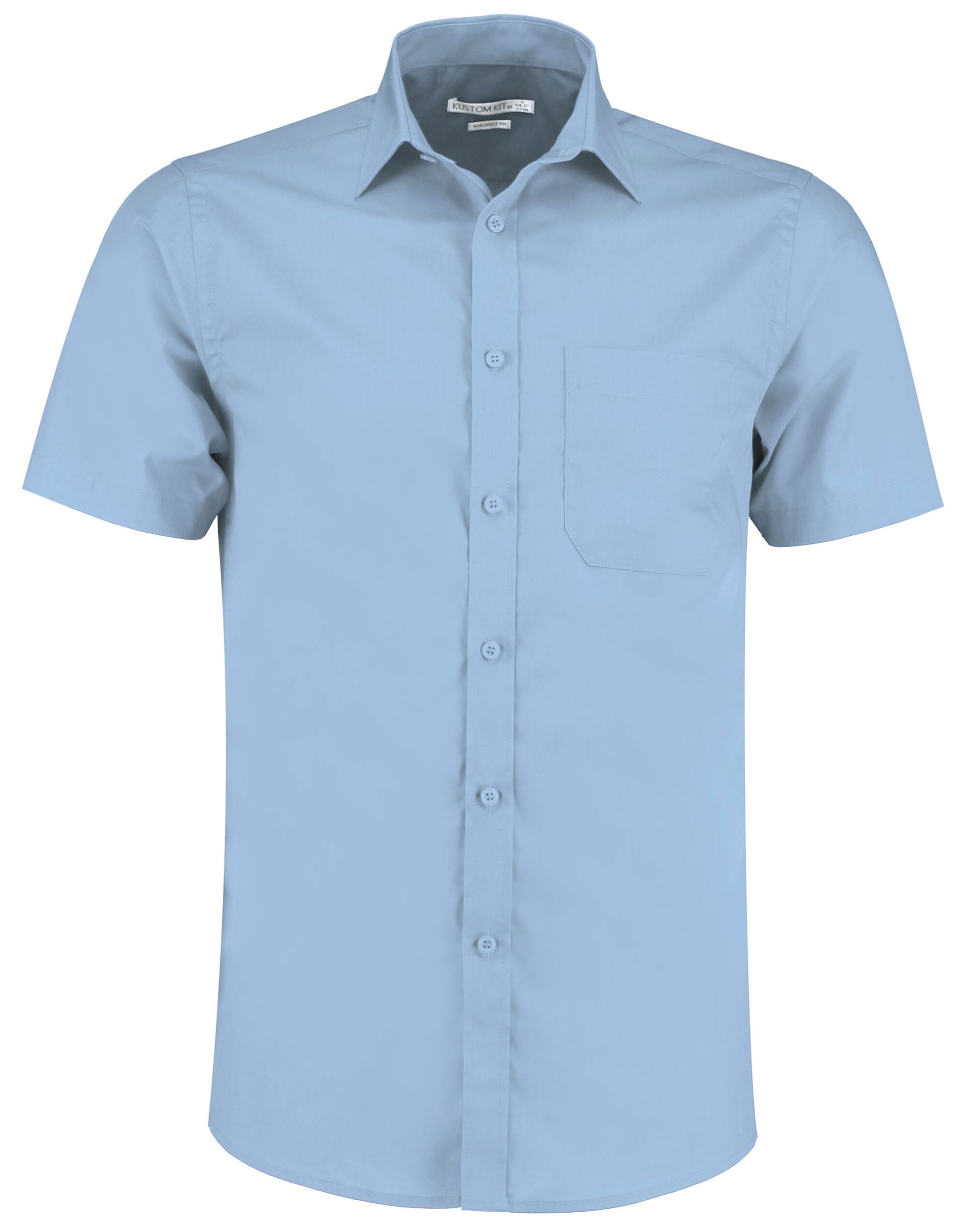 Tailored Fit Short Sleeve Poplin Shirt - Light Blue