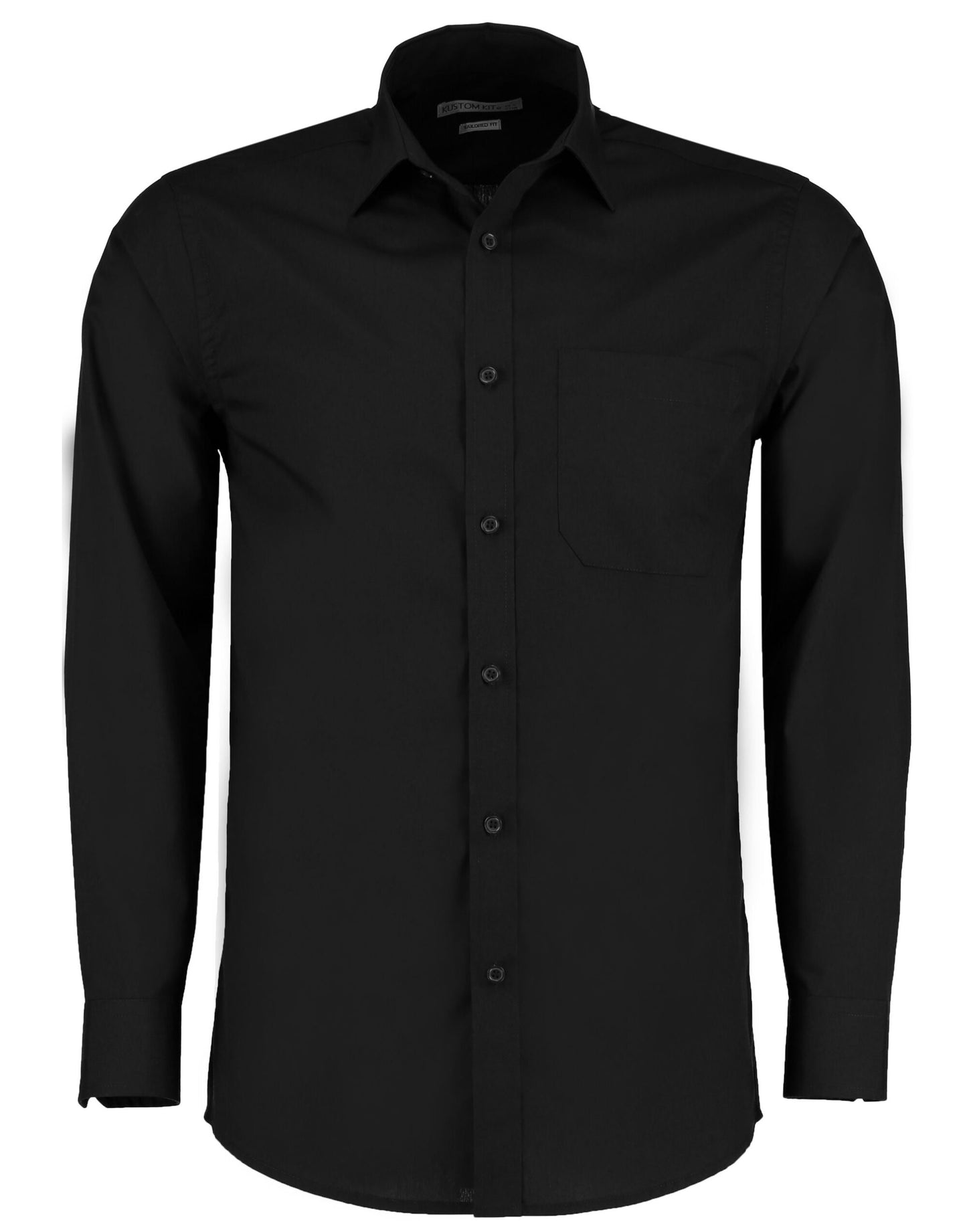 Tailored Fit Long Sleeve Poplin Shirt - Black