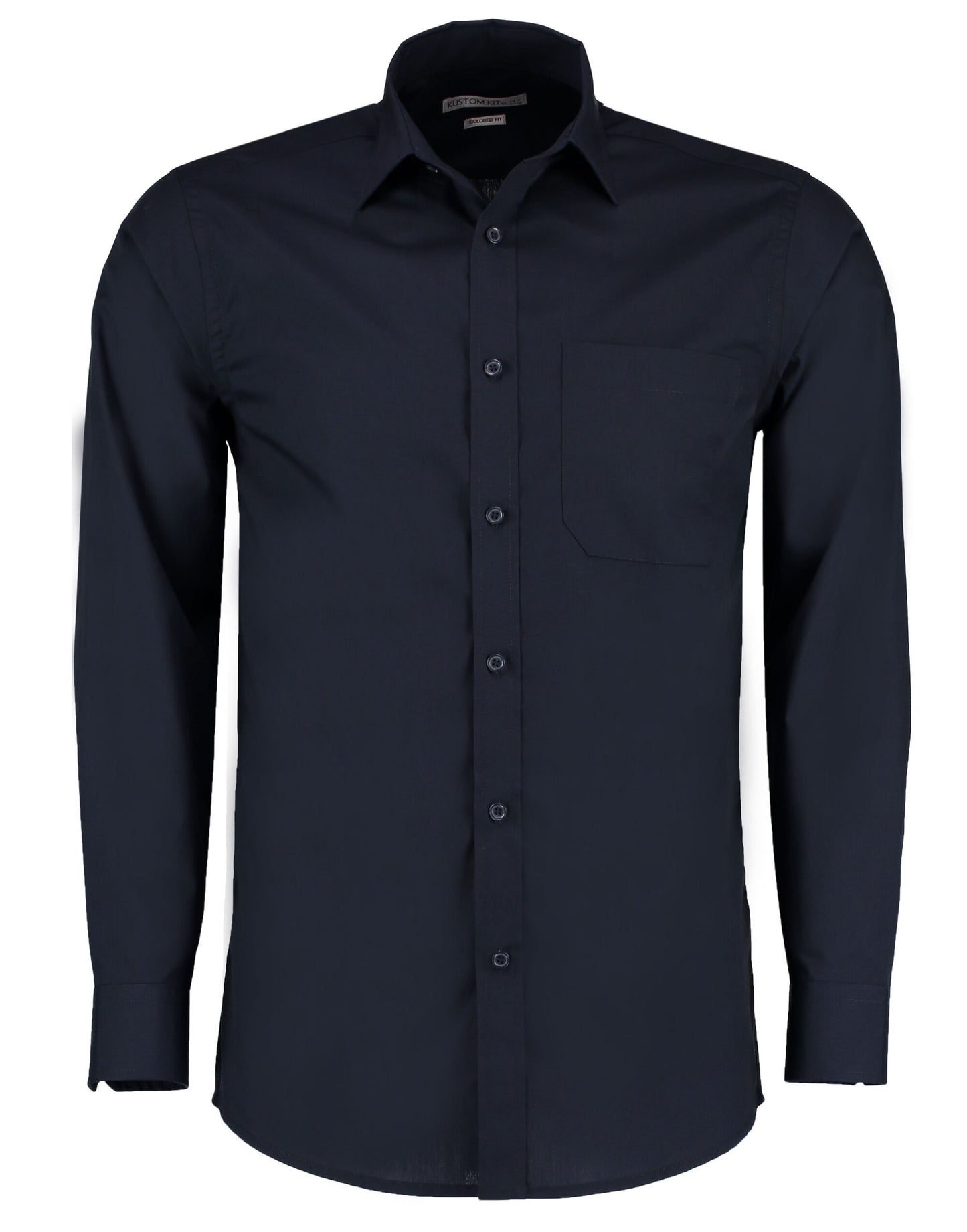 Tailored Fit Long Sleeve Poplin Shirt - Dark Navy