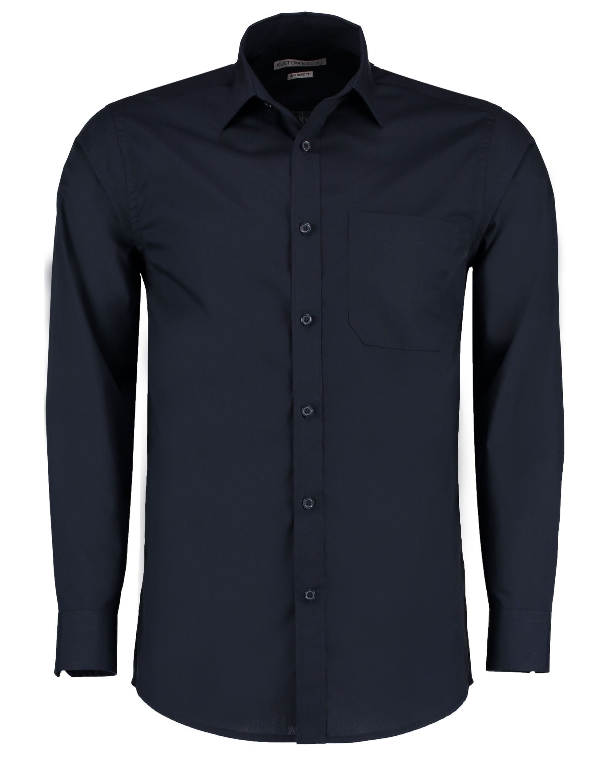 Tailored Fit Long Sleeve Poplin Shirt - Dark Navy