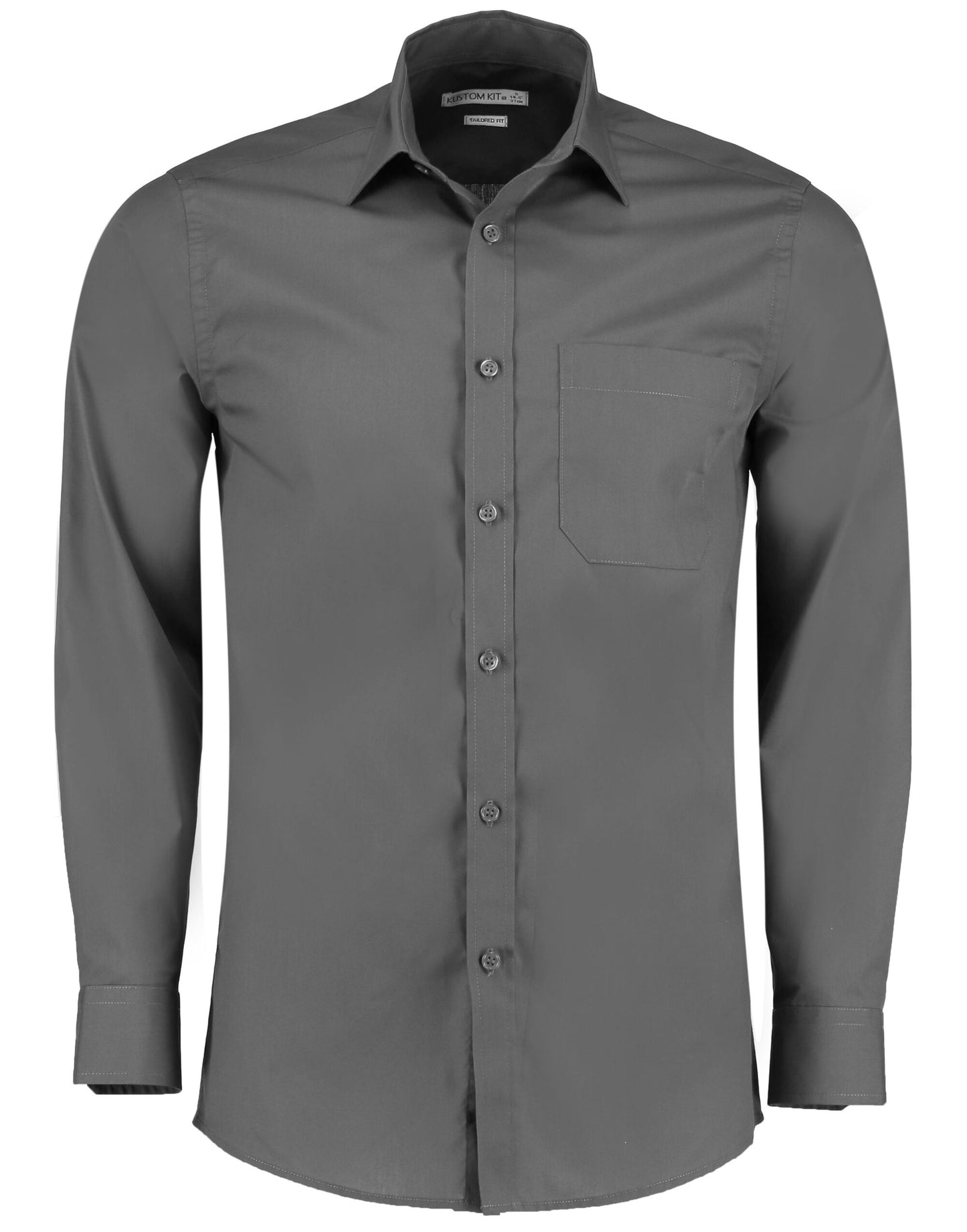 Tailored Fit Long Sleeve Poplin Shirt - Graphite
