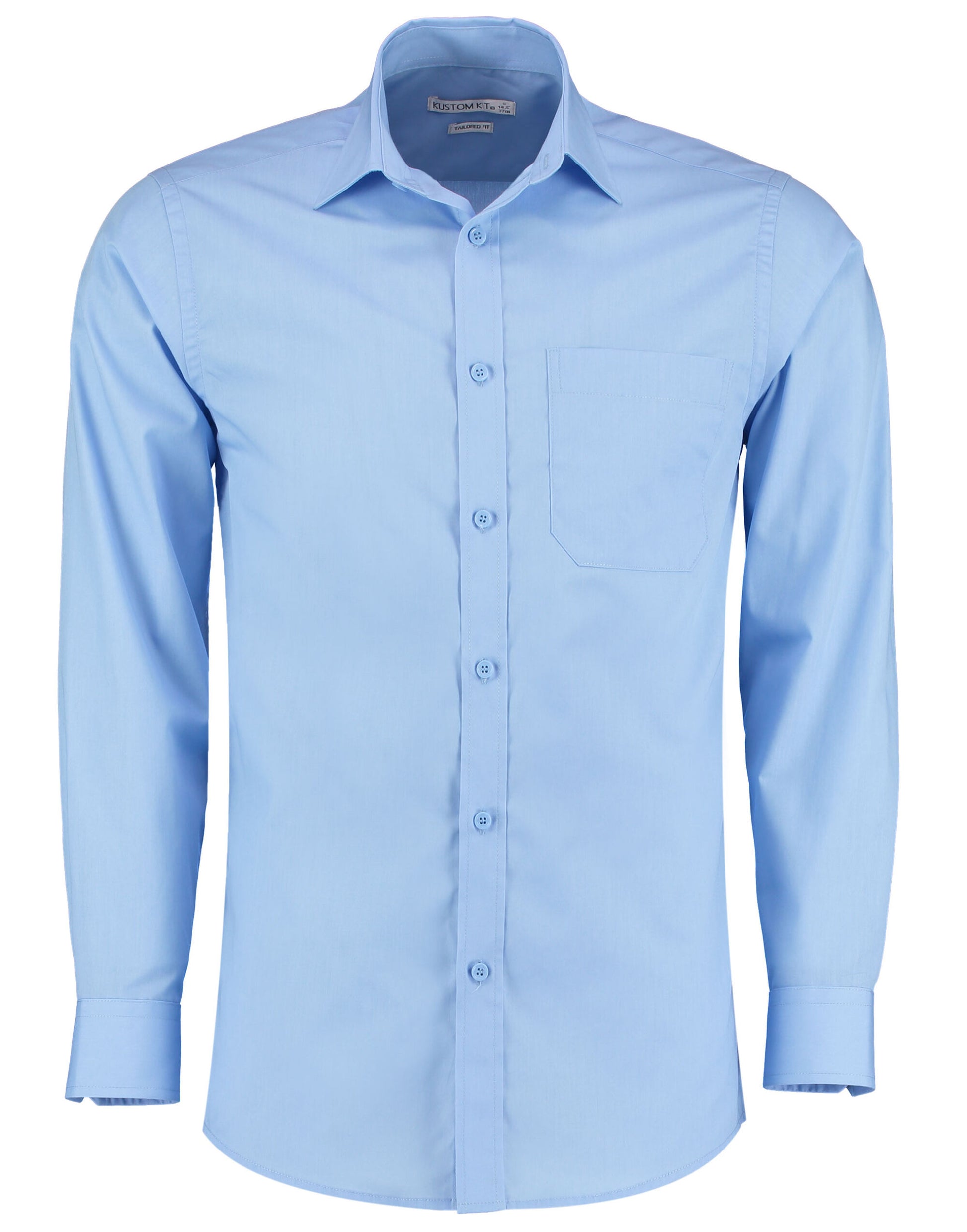 Tailored Fit Long Sleeve Poplin Shirt - Light Blue