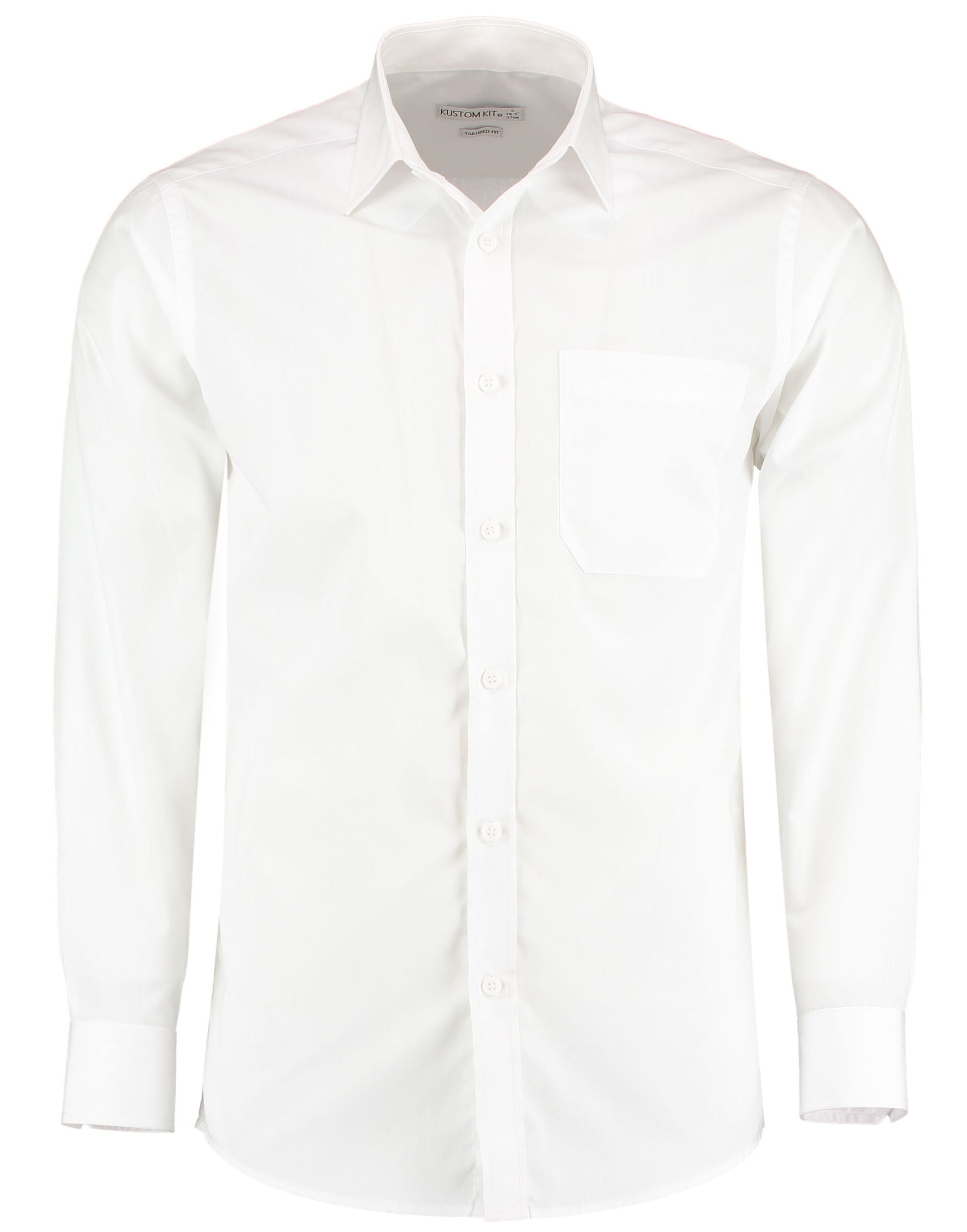 Tailored Fit Long Sleeve Poplin Shirt - White