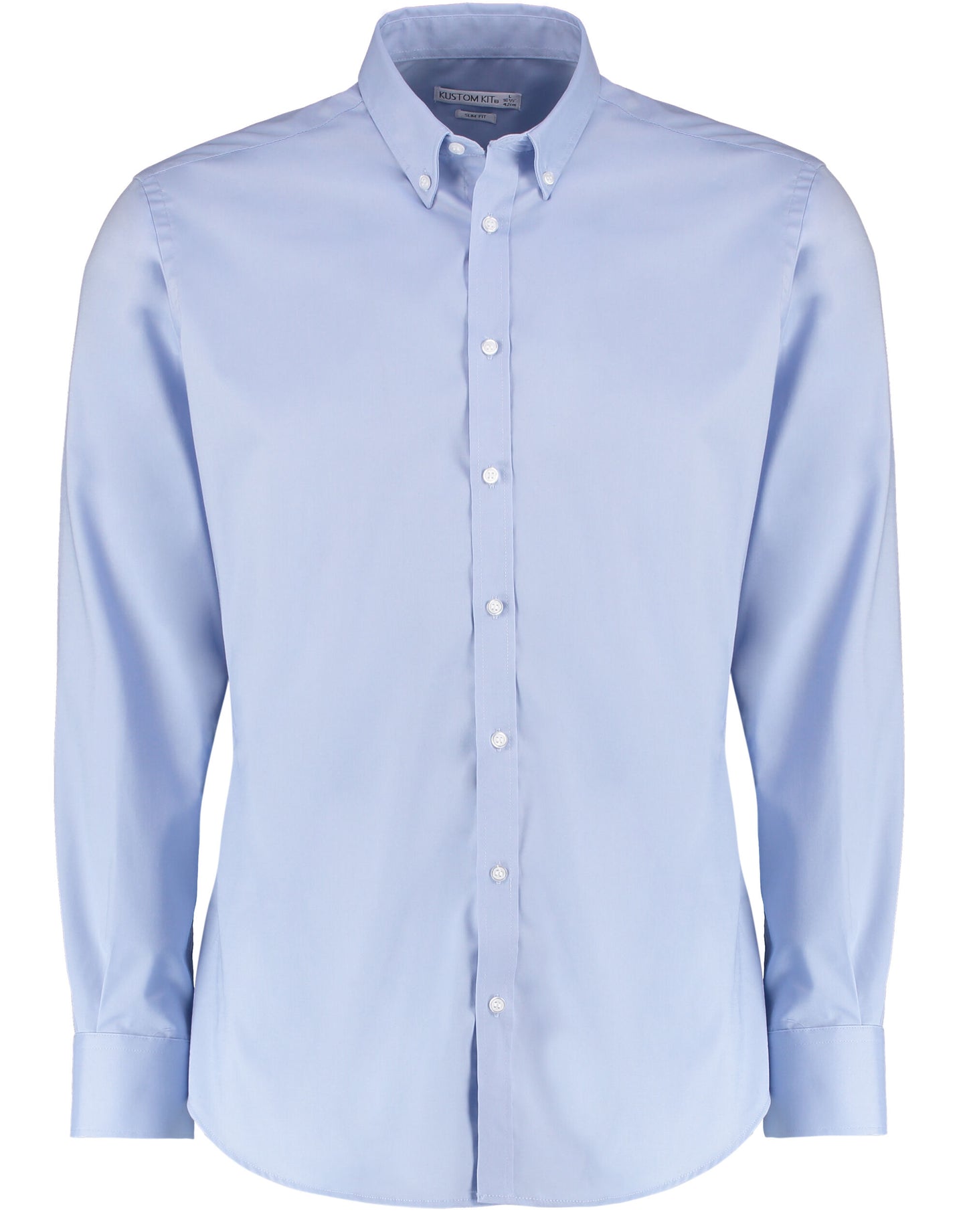 Slim Fit Long Sleeve Stretch Oxford Shirt - Light Blue