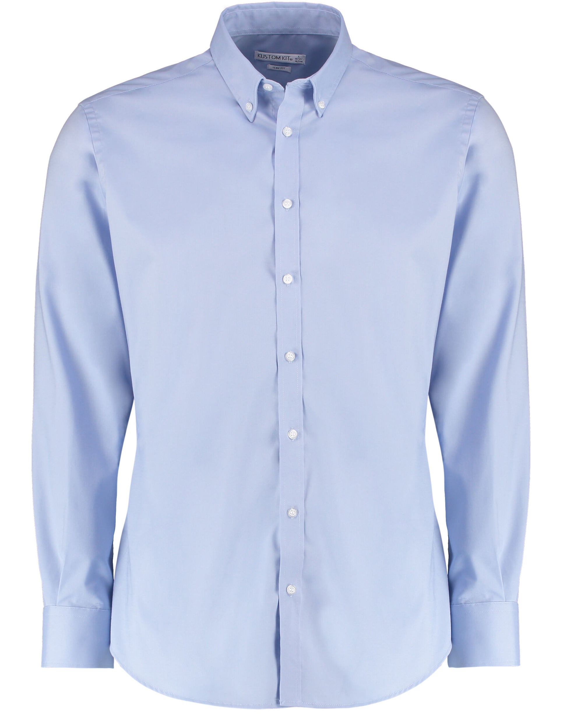 Slim Fit Long Sleeve Stretch Oxford Shirt - Light Blue