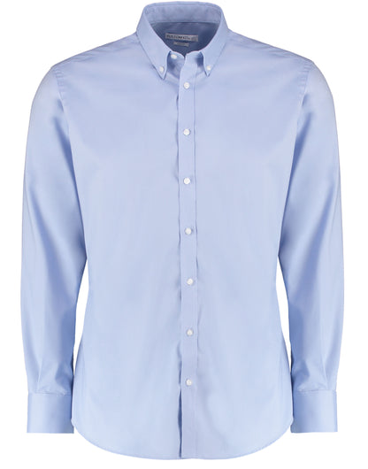 Slim Fit Long Sleeve Stretch Oxford Shirt - Light Blue