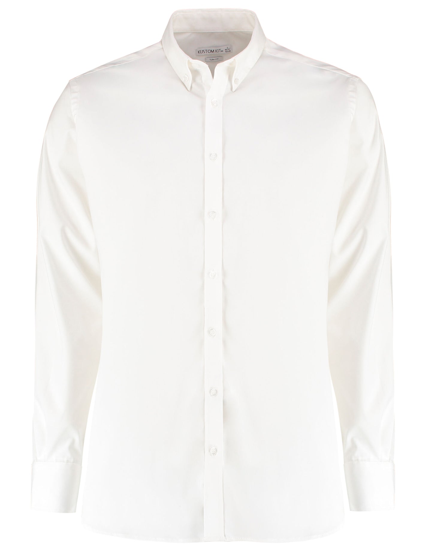 Slim Fit Long Sleeve Stretch Oxford Shirt - White