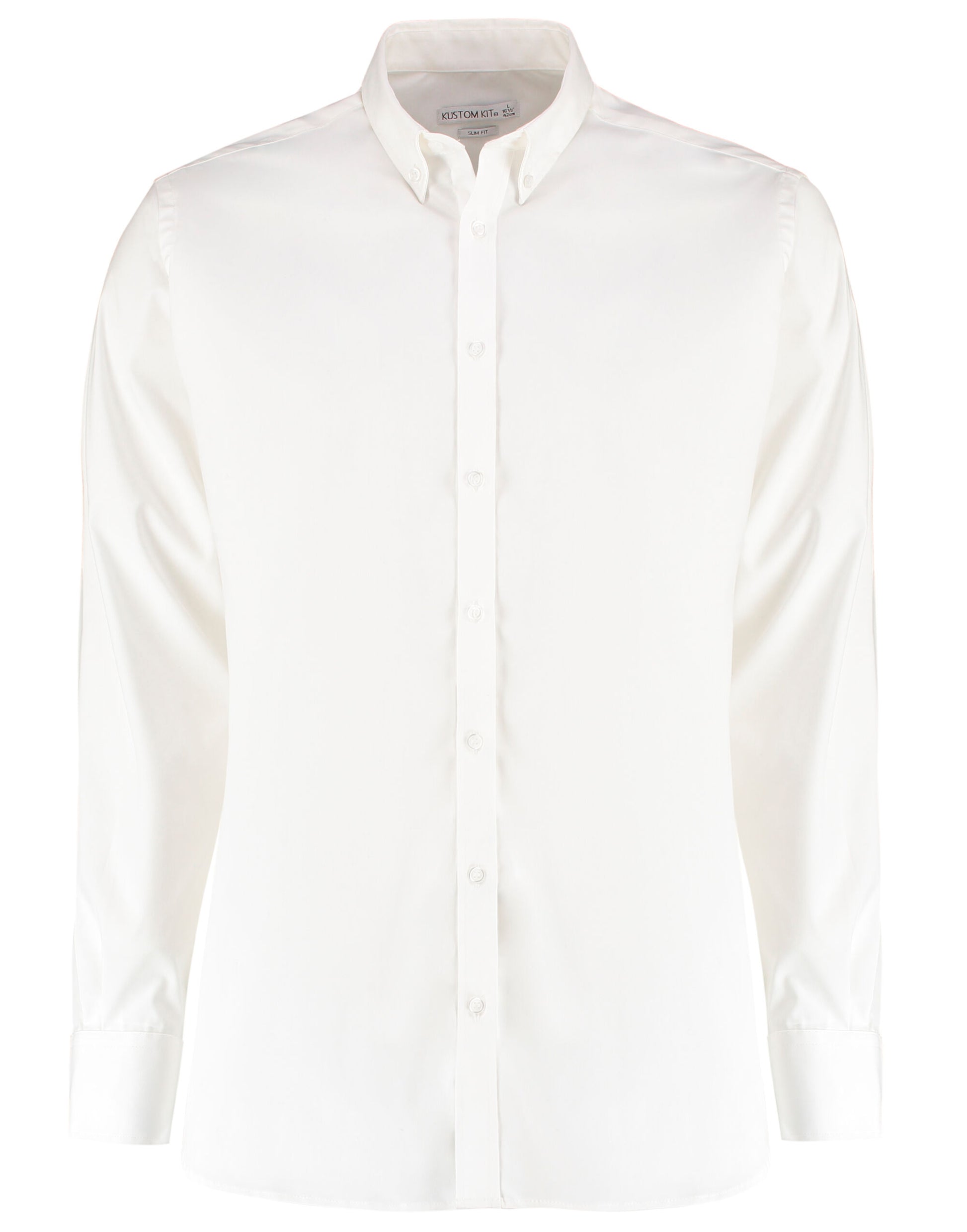 Slim Fit Long Sleeve Stretch Oxford Shirt - White