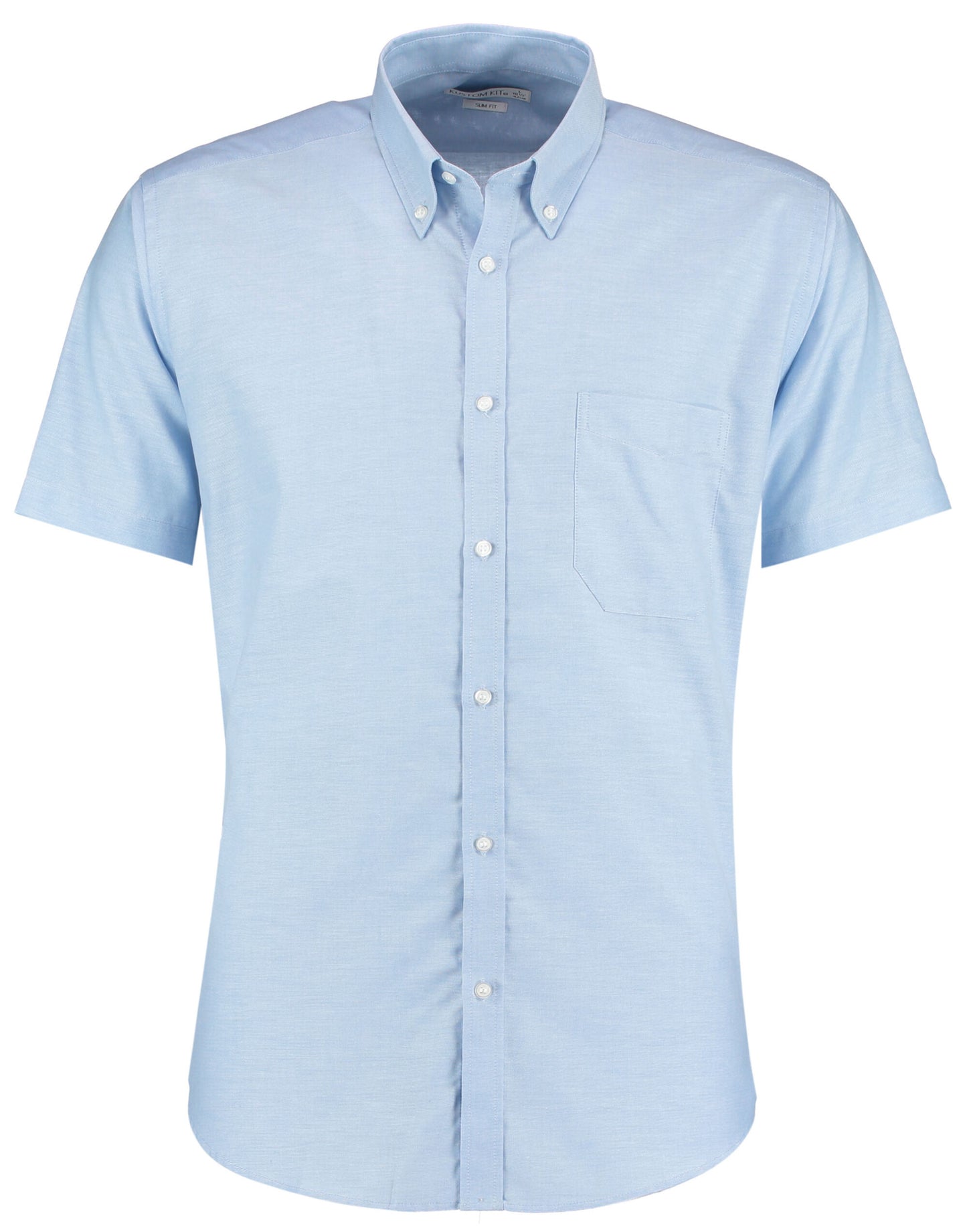 Slim Fit Short Sleeve Workwear Oxford Shirt - Light Blue