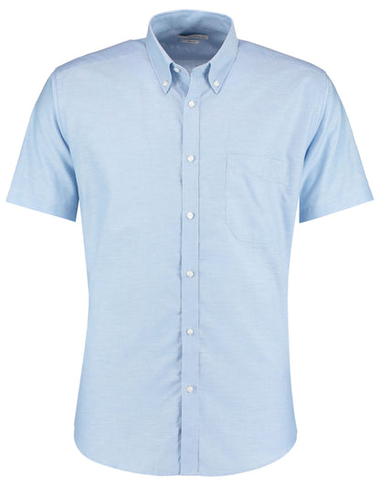 Slim Fit Short Sleeve Workwear Oxford Shirt - Light Blue