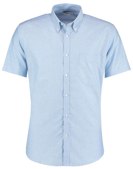 Slim Fit Short Sleeve Workwear Oxford Shirt - Light Blue
