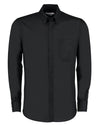 Slim Fit Long Sleeve Workwear Oxford Shirt - Black